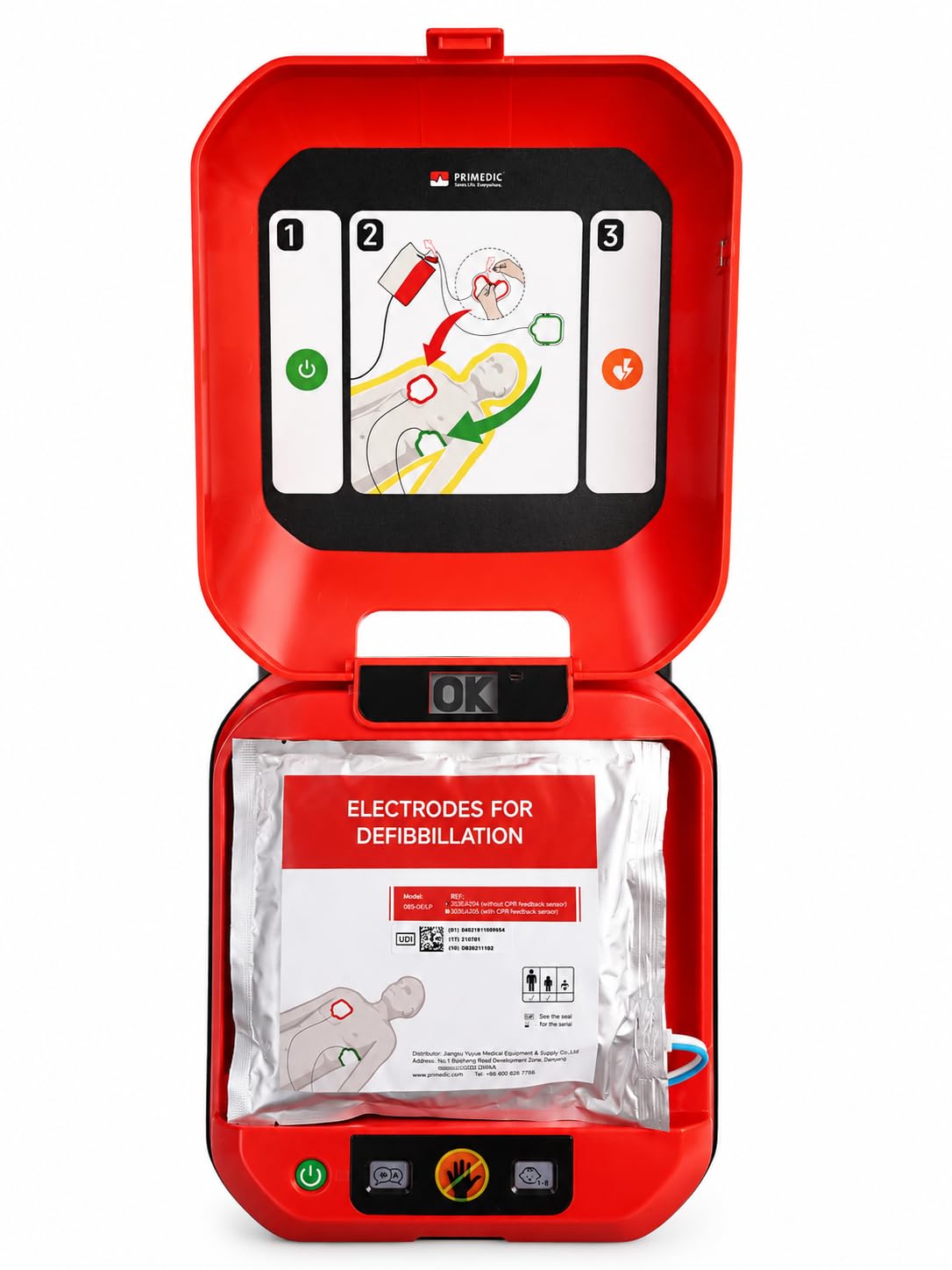 Primedic HeartSave YA Defibrillatore, adatto a dilettanti con erogazione automatico della scarica, 8 anni di Garanzia, Made in Germany, Certificazione MDR 2027, Lingua: ITA/GER