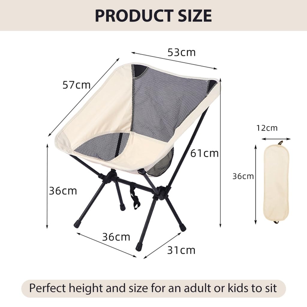 PROBEROS Portable Chair Folding Camping Chair Outdoor Chair With Carry Bag 600D Oxford Cloth Camping Chair Max 300 Lbs Weight Capacity Breathable Folding Chair For Camping Fishing, White - Image 3 thumbnail