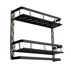 TBLOTYD Shower Caddy Black Retro Bathroom Shelf with Hand Towel Bar 2 Tier Wall Mounted Bathroom Shelf Storage