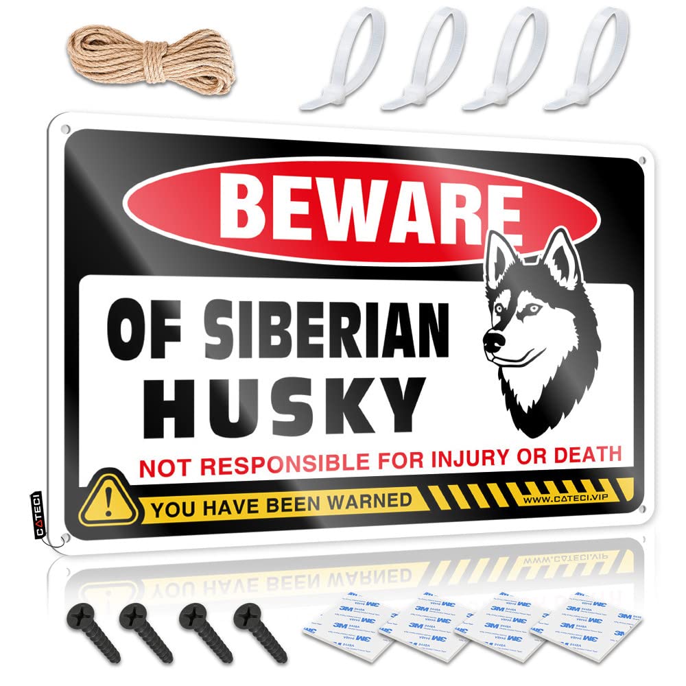 Bar Signs Vintage Beware Of Siberian Husky Tin Sign Vintage Coffee Sign Funny Wall Decor Signs(20X30CM)