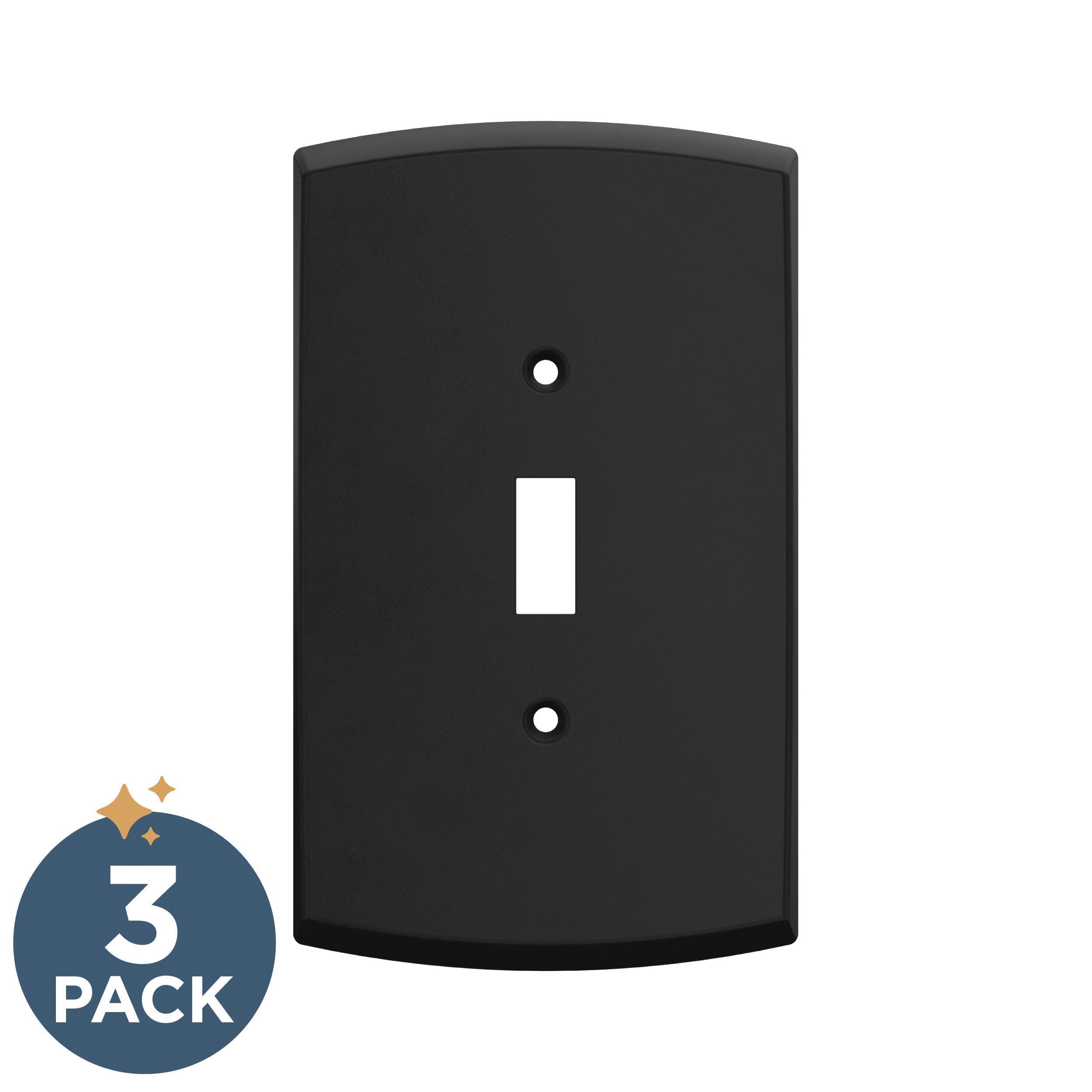 Franklin Brass W35891K-FB-CP - Placa de pared de gran tamaño para interruptor de luz de 1 banda, color negro mate (paquete de 3)