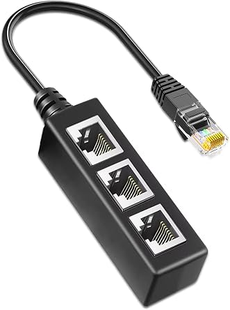 AKWOR Ethernet Splitter 1 to 3, RJ45 Network Splitter Starlink Ethernet Adapter, LAN Internet Cable Adapter for Cat 5/5e/6/7/8 Cable