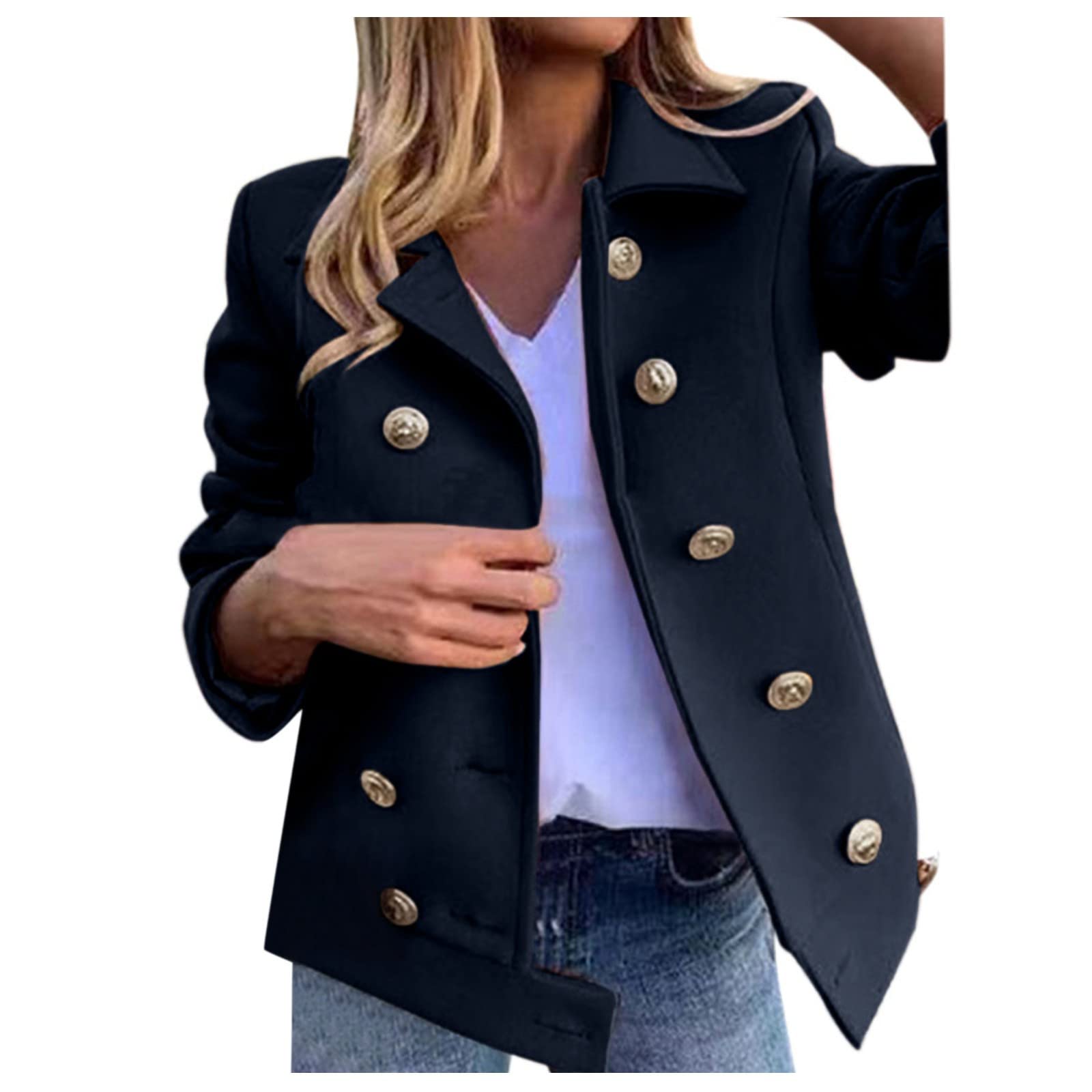 Balakie Button Down Faux Wool Coat For Women Solid Long Sleeve Turn Down  Collar Long Jacket Winter Fashion Dressy Outercoat