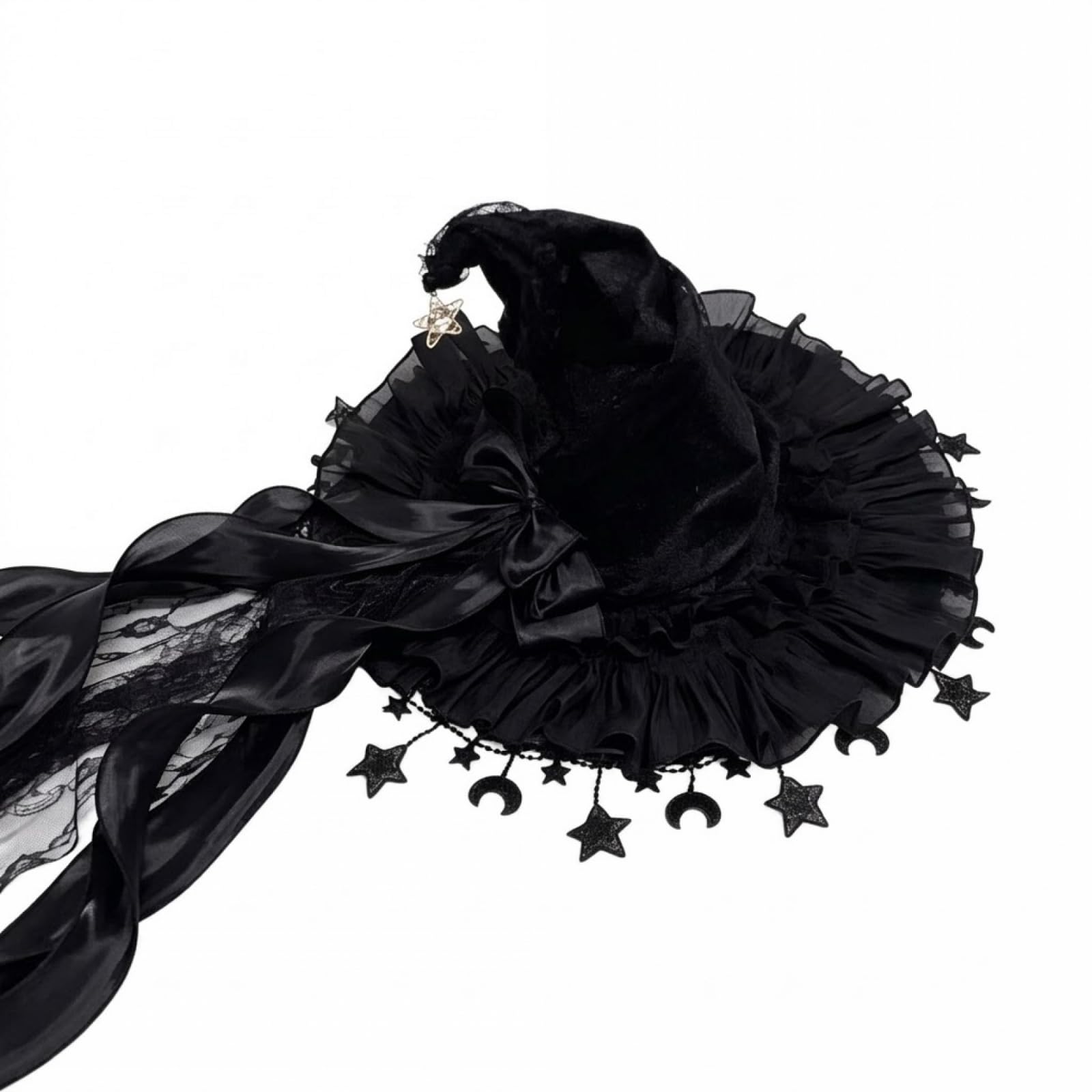 Kajoeiae Witch Hat for Women Gothic Wizard Hat for Adult Halloween Costume Accessory (Black, M)