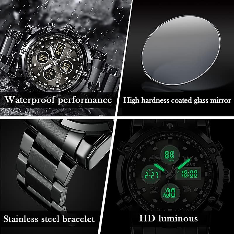 Diagram of OLEVS XBC-G1106GH-HH watch showing button functions and display areas