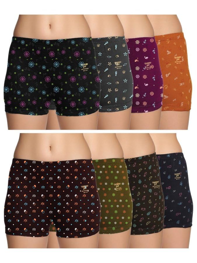 Women’s Bloomer – 100% Cotton, Soft Elastic, No Marks, Ultimate Comfort(Color&Print May Vary) Pack of 8-100cm-image-15