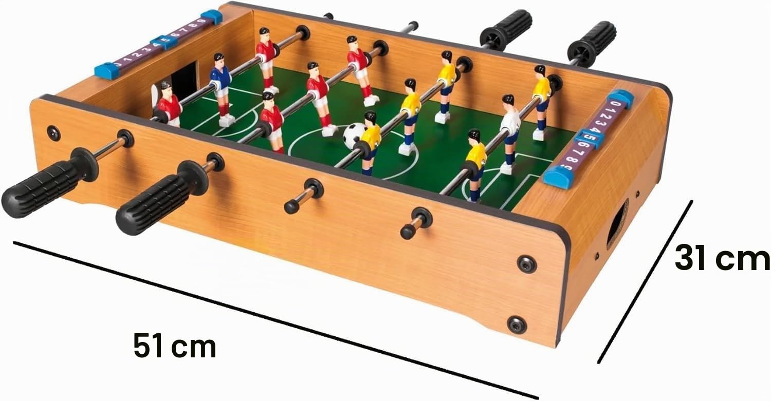 Calcetto Biliardino Calciobalilla in Legno da Tavolo cm 51x31 Calcio Balilla da Tavolo in Legno con Segnapunti Gioco Calcetto Biliardino Calcio Balilla per Bambini e Adulti Calcetti Gioco in Legna