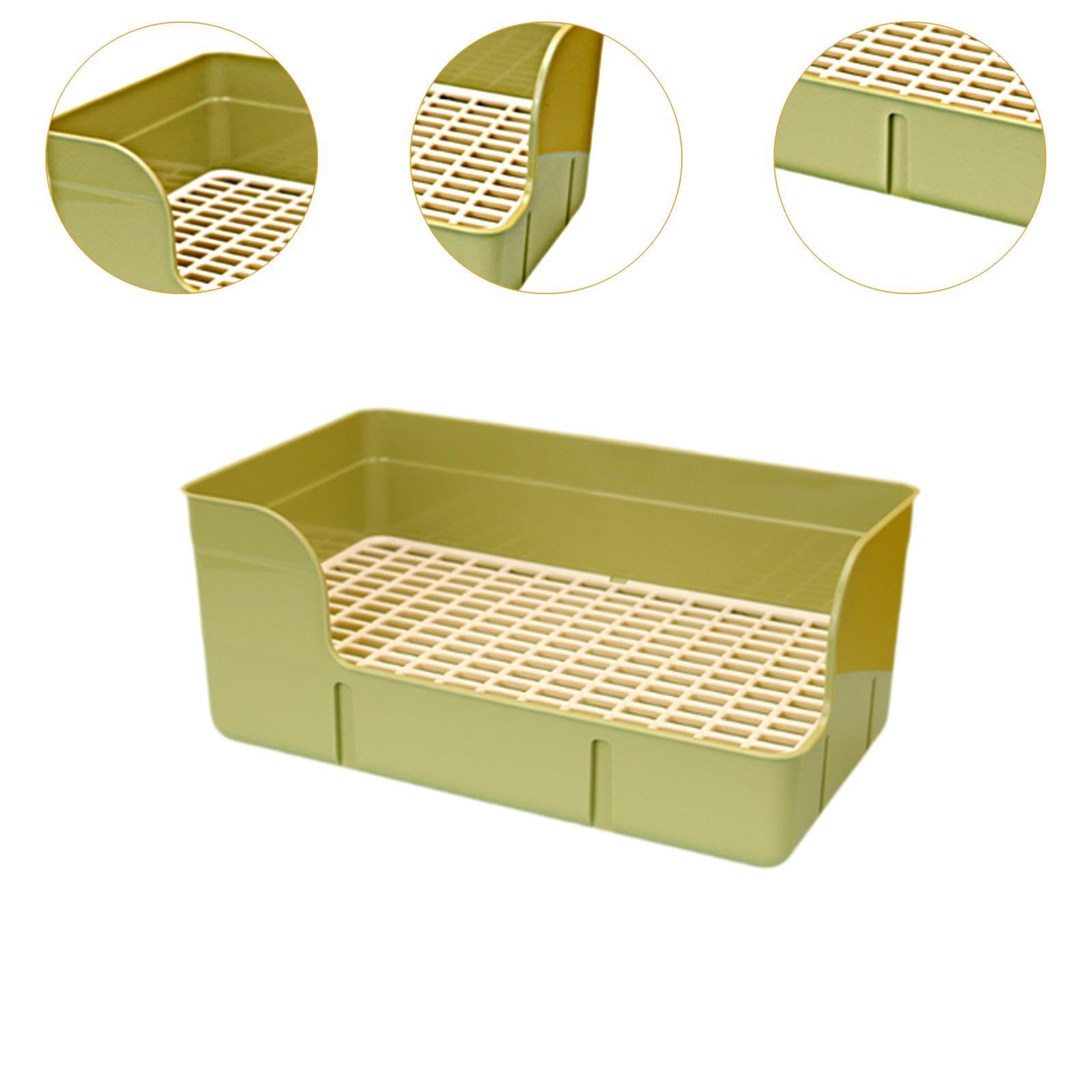 perfk Conejo Mascota Lipter Grid Bandeja Pee Bandeja Arinal Caza de Baño, Baño de Mascota Pequeño para Hamster Havets, Verde