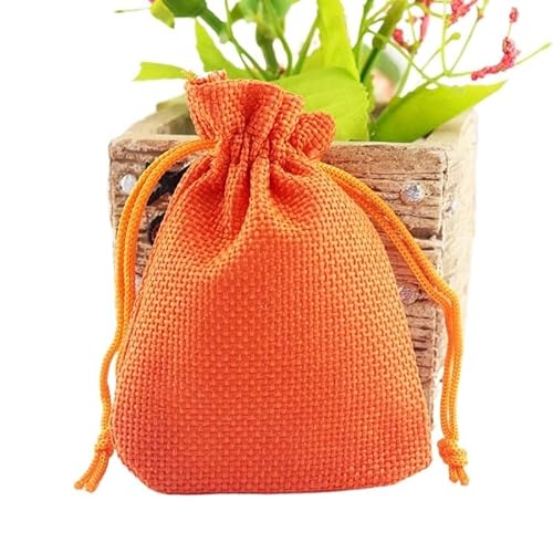 綿入り麻布の紐袋、 ヘッセンバッグ マルチカラー 7x9cm 50枚入り ギフト用(Orange)