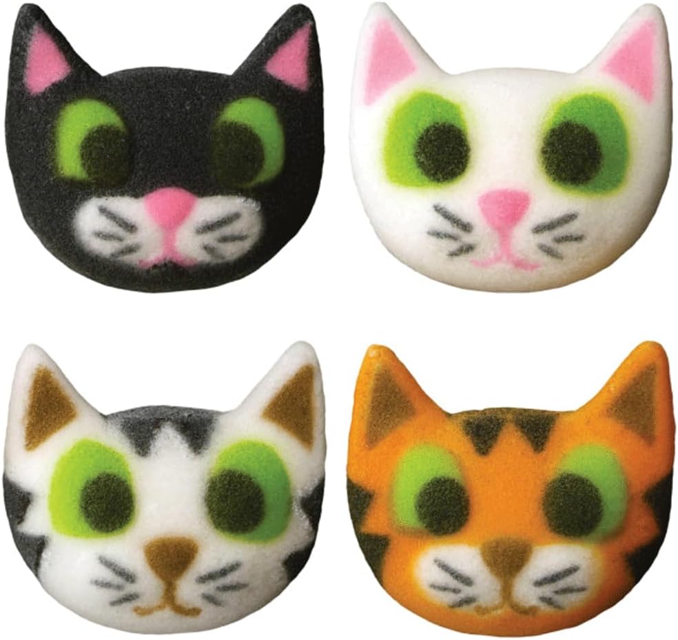 Dec-Ons Decorations Molded Sugar Edible Cupcake Cake Toppers, 12 Count (Cat)