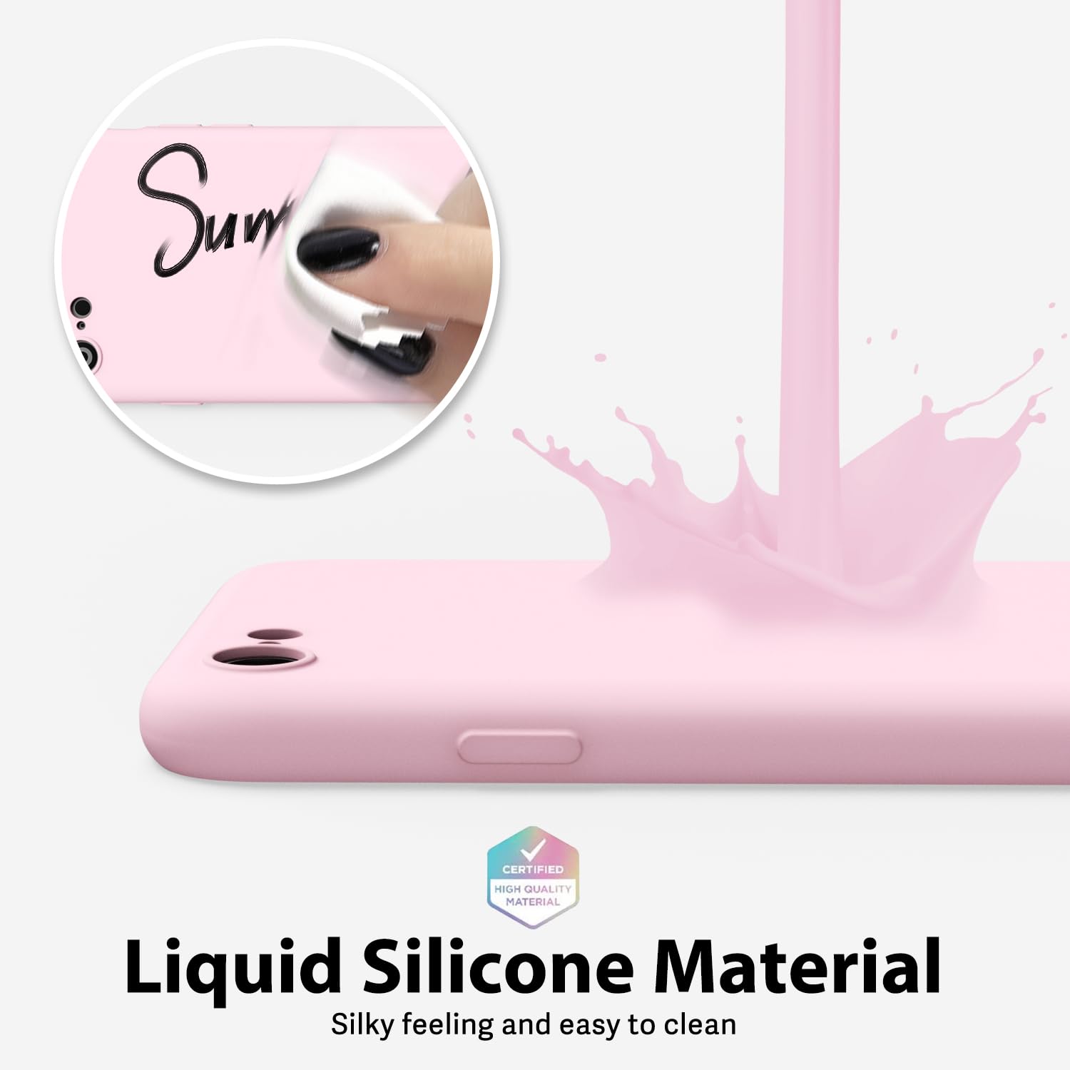 oakxco for iPhone 16 Pro Max Case Liquid Silicone, Soft Rubber Gel Elegant Aesthetic Basic Simple Cover, Cute Thin Slim TPU Matte Solid Color Plain Smooth Case for Women Girl, Light Pink — view 849