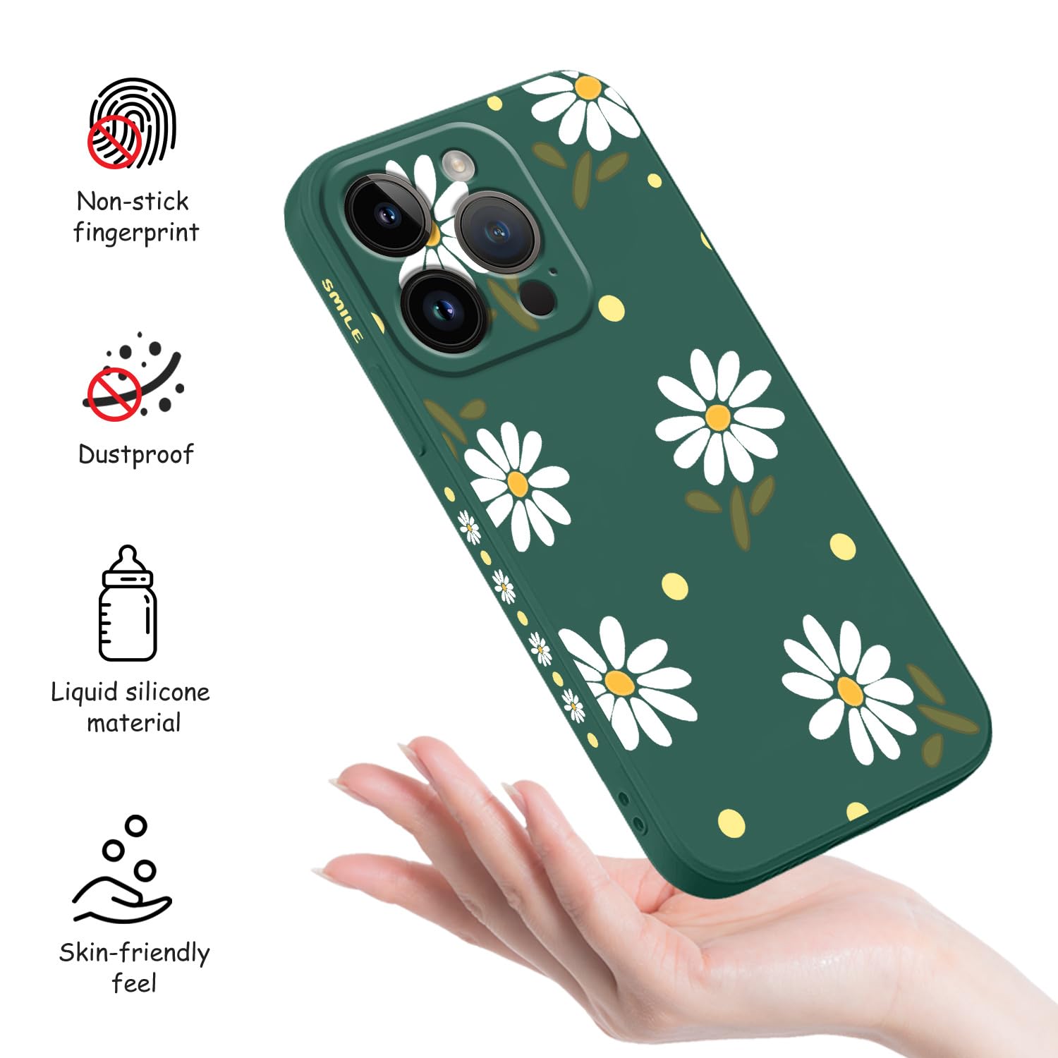 LEECG IPhone 14 Hülle – Blumenmuster, Weiches Silikon, Mit Mikrofaser-Innenfutter