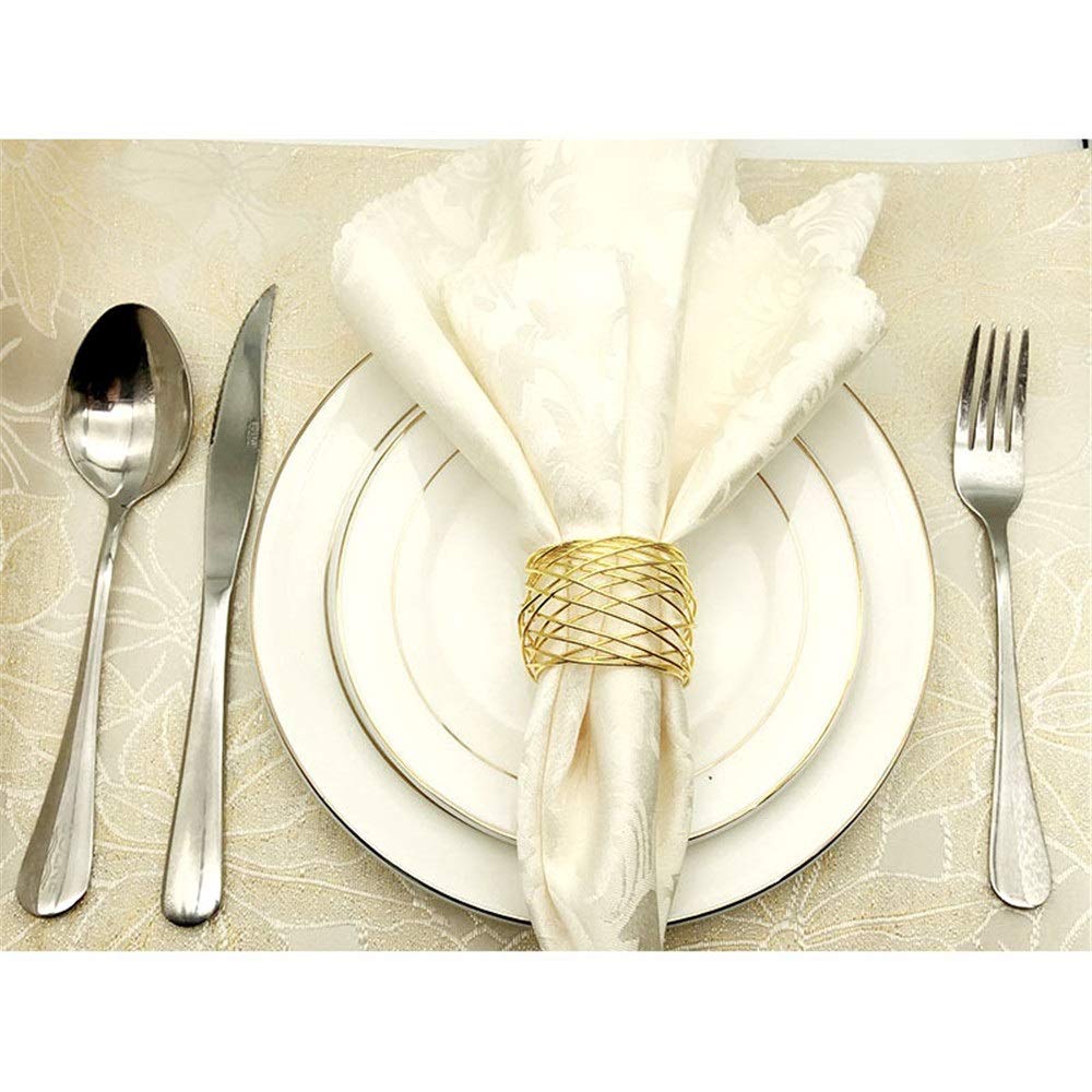 HSUYUN Lot De 12 Anneaux De Serviette Or Et Argent - Design Élégant Pour Mariage, Banquet Et Deco Table Quotidienne