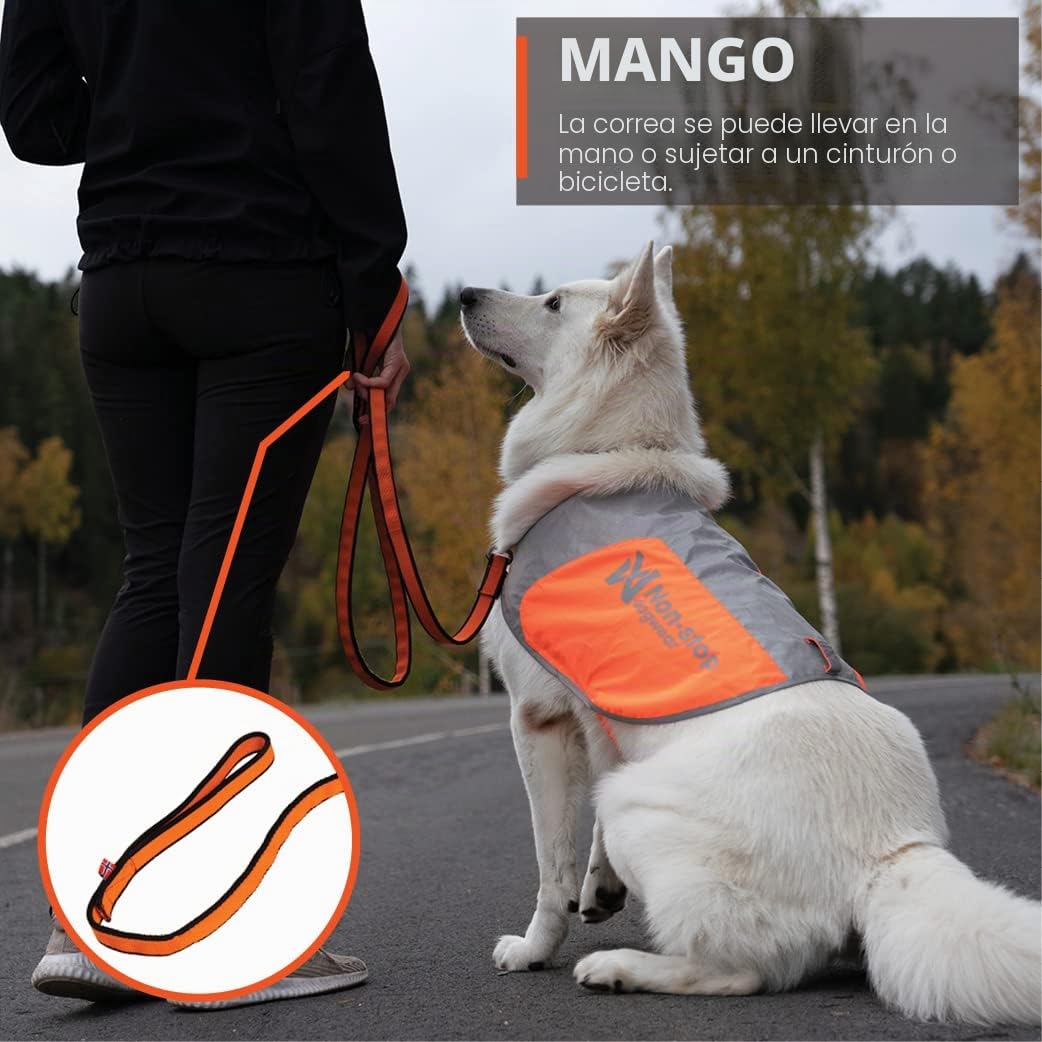 Nonstop Dogwear - Correa elástica 2.8, Negro/Naranja, 2.8 m