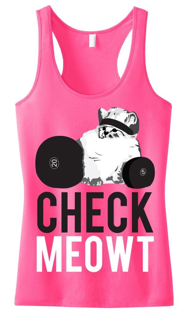 NoBull Woman Apparel Women's Check Meowt Racerback Tank Top 4X-Large Pink