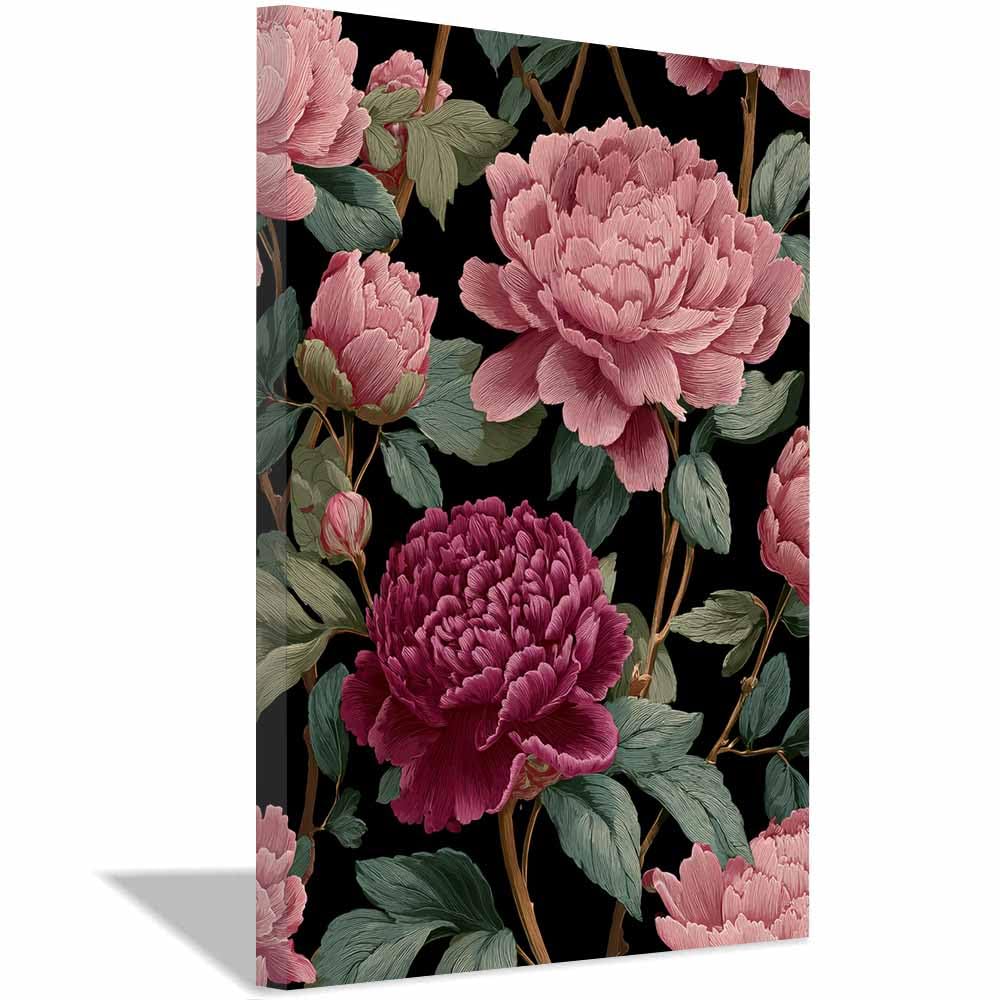 Xeniou Multicolor Flowers Wall Canvas Moody Peony Botanical Art Canvas Wall Art, For Living Room Bedroom Home Wall Decoration(Multicolor)-40X60cm Framed
