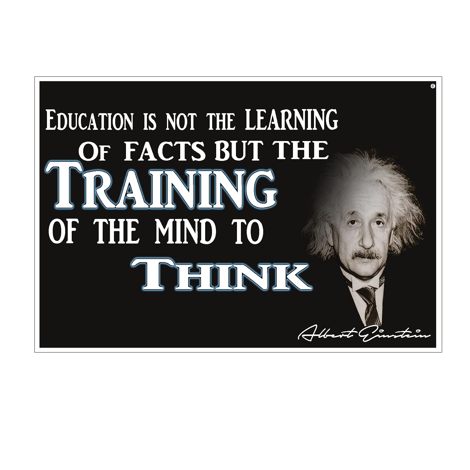 KCDClassroom Inspirational Motivational Office Poster for Wall Decor - 12 by 18 Inches- Albert Einstein (Education Is Training Of The Mind To Think)