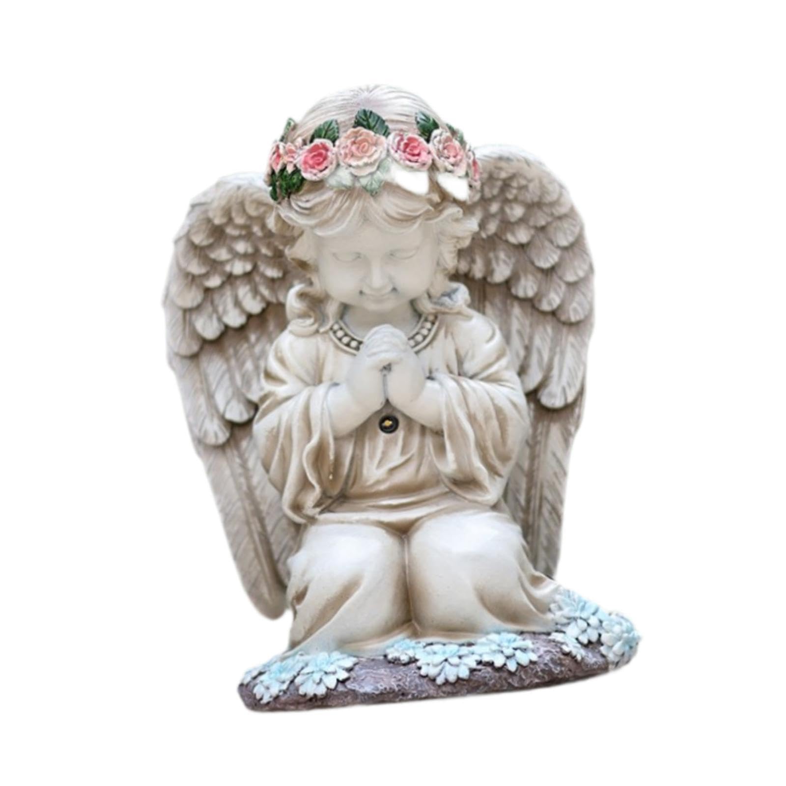 QUXVUIS Beautiful Solar Powered Angel Garden Statue Decorative Praying Angel Figurine Sculpture Outdoor Fun Parks Garden Statue Solar Powered Light Outdoor