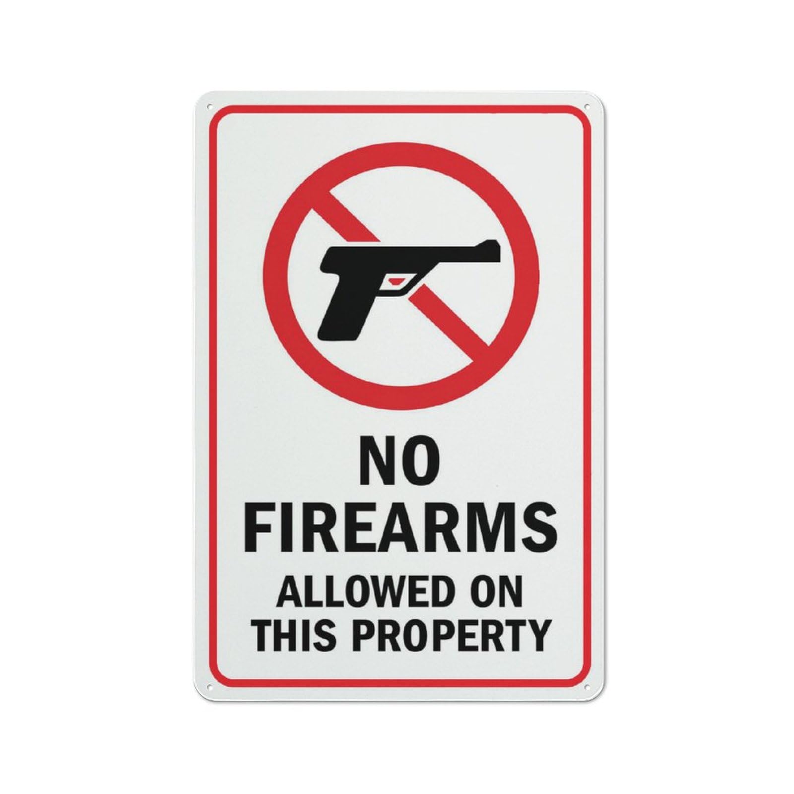 No Firearms Allowed On This Property Sign 12X8 Inches Metal Aluminum Signs, Weather Resistant, Weatherproof, Indoor Or Outdoor