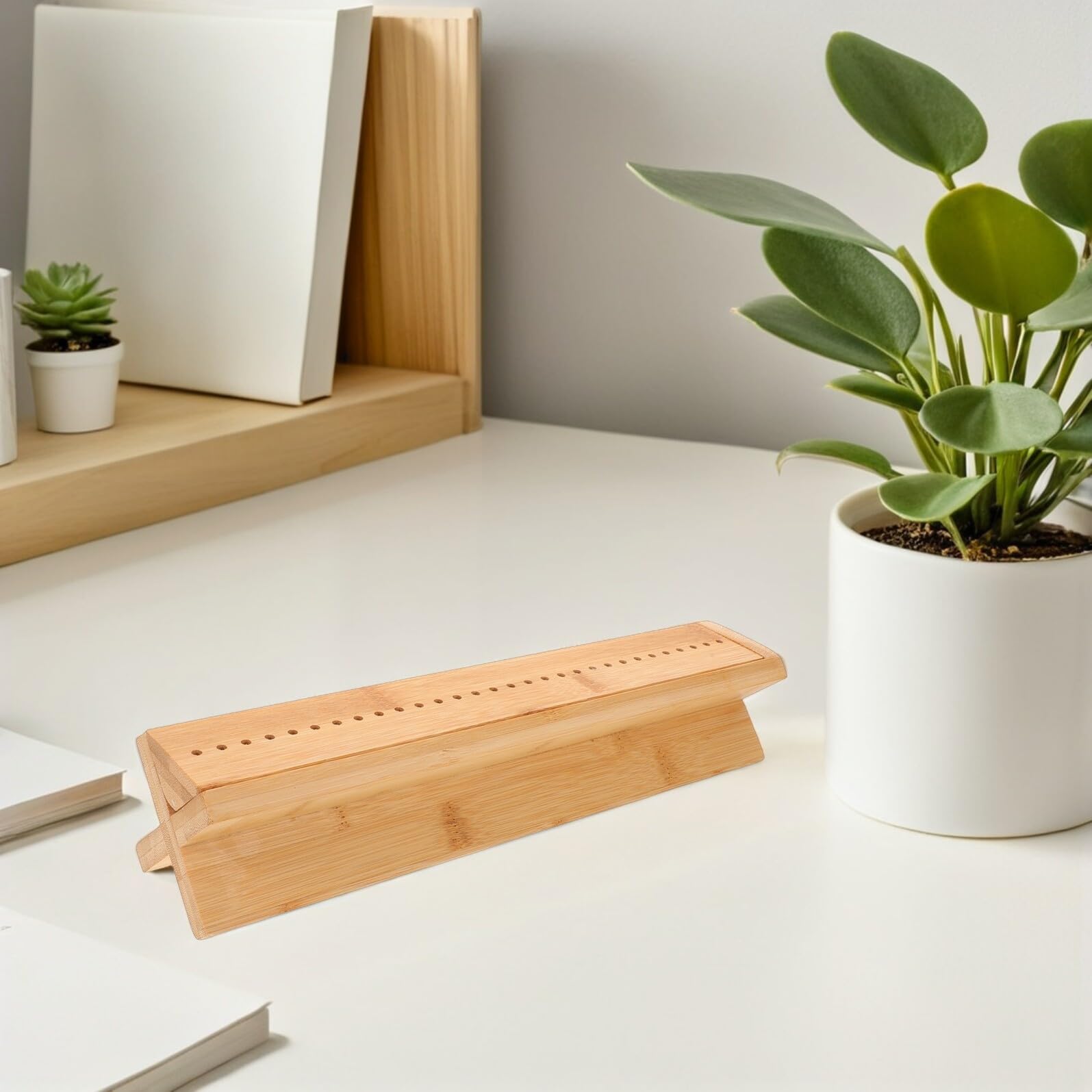 NUOBESTY Kit de Encuadernación de Madera con Cuna de Perforación de 32 Cm, Herramienta Portátil con Punzón para Agujeros Precisos en Libros y Manualidades, Accesorios para Bricolaje