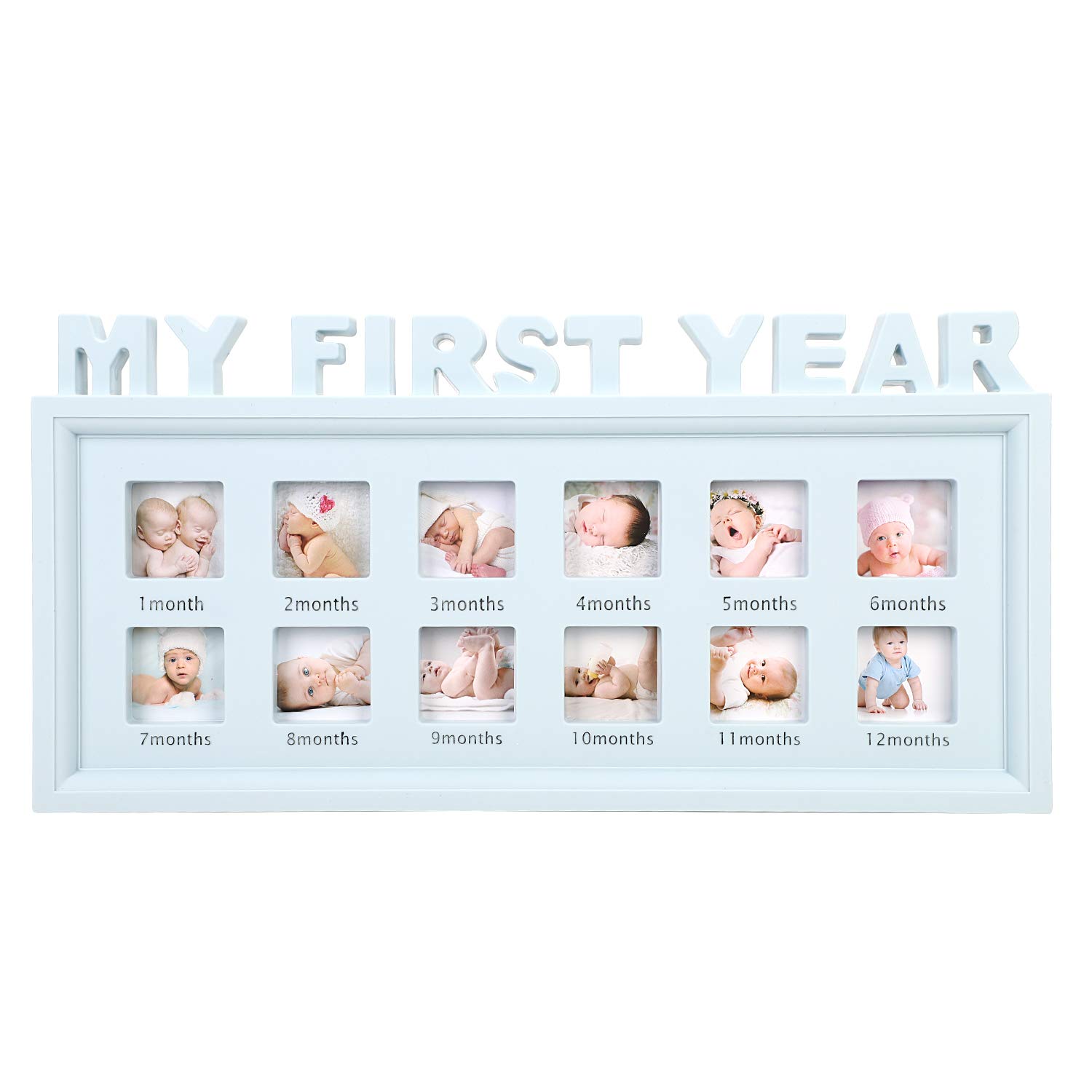 Xgopts Blue Baby My First Year Photo Frame,0-12 Months My First Year Photo Frame (,Pink),Baby Age Stages Photo Frame