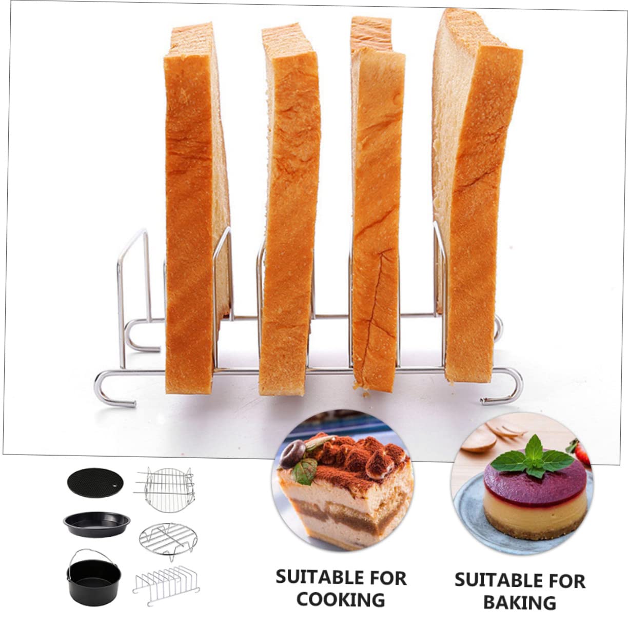GLEAVI Ensemble de Cuisson Compatibles Lave-vaisselle en Acier Inoxydable 6 Pièces Accessoires de Pâtisserie Robustes pour Four à Air pour Cuisson et Pâtisserie