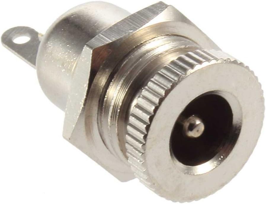 E-outstanding 5-Pack DC-099 5.5 mm x 2.5mm 30V 10A DC Power Jack Socket,Threaded Female Panel Mount Connector Adapter