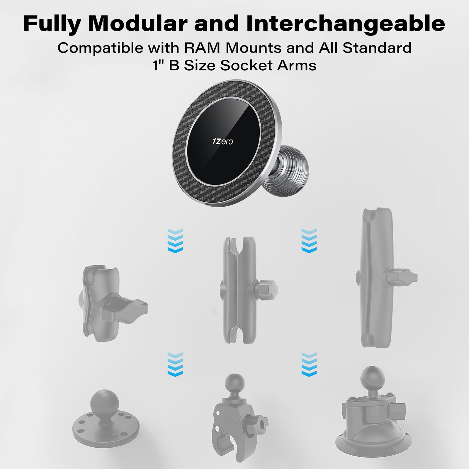 1Zero Supporto magnetico per telefono, con sfera da 2,5 cm, per supporti