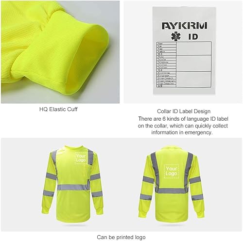 Miniatura 4 de A-SAFETY Camiseta de seguridad con logotipo reflectante de alta visibilidad de alta visibilidad