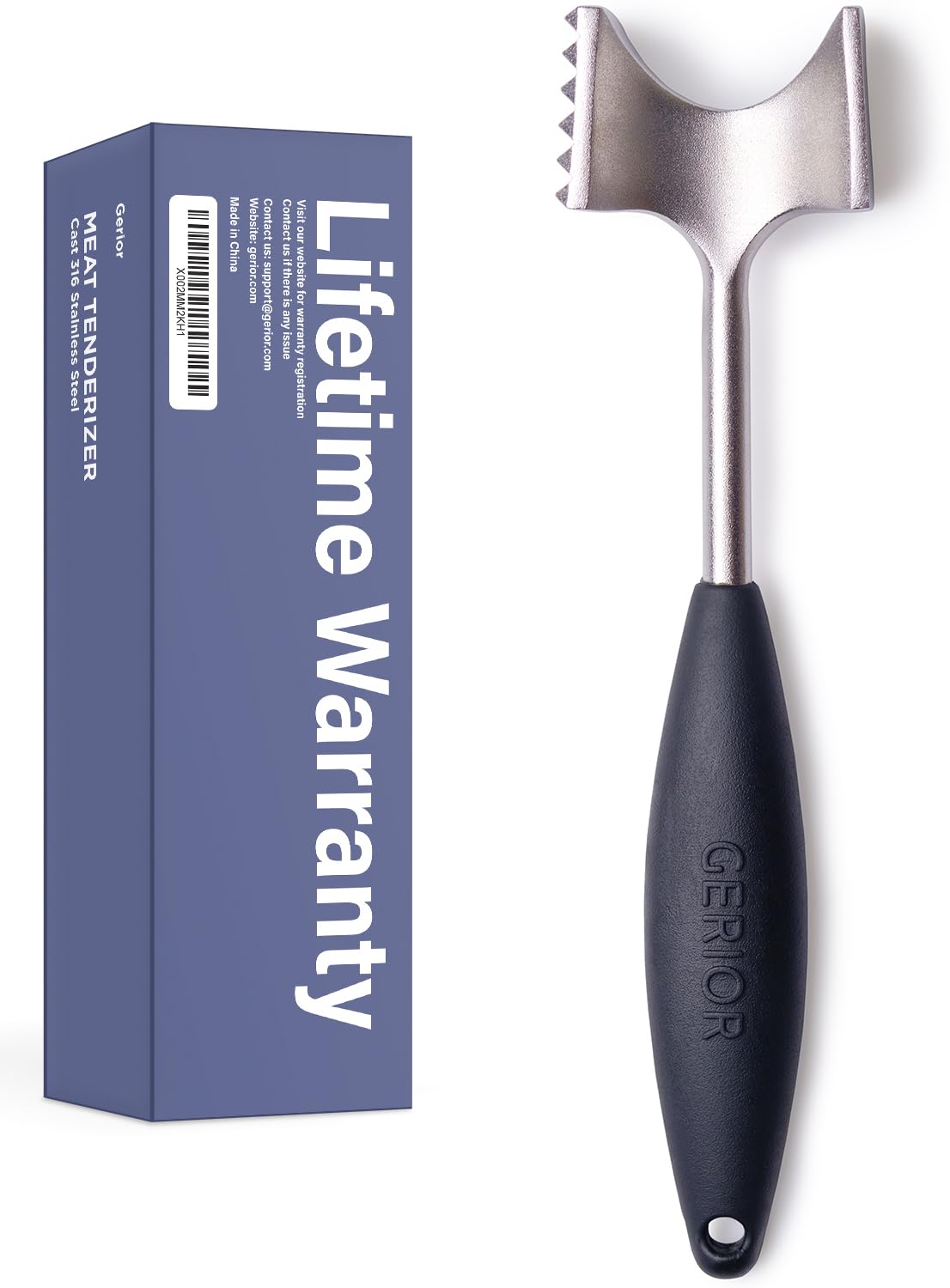 Cast Stainless Steel Meat Tenderizer - Heavy Duty Dishwasher Safe Hammer Mallet Tool & Chicken Pounder