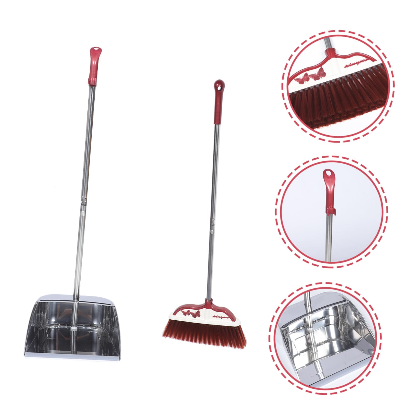 FOMIYES Besen Weichen Borsten Satz und Kehrschaufel aus Edelstahl mit Langem Stiel Praktische Müllschaufel Bürstenkomfort für Einfache Haushaltsreinigung