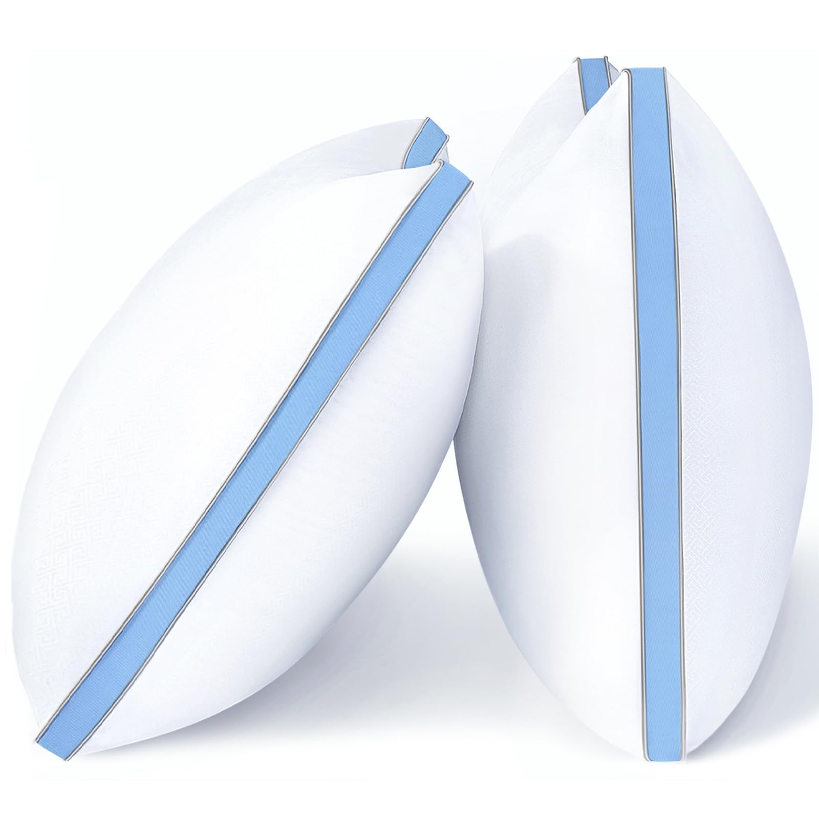 viewstar Bed Pillows Standard Size 2 Pack, Hotel Cooling Down Alternative Gusseted Pillows for Side, Back, or Stomach Sleepers, Light Blue