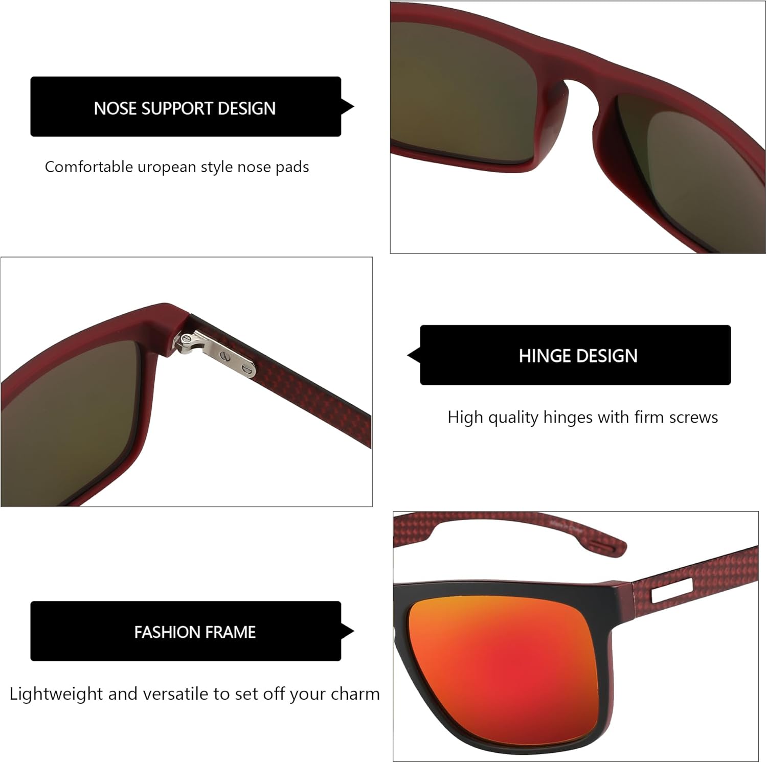 ZENOTTIC Polarized Sunglasses Men Square: Unbreakable TR90 Frame Carbon Fiber Temple UV400 Protection Sun Glasses for Driving - Image 4