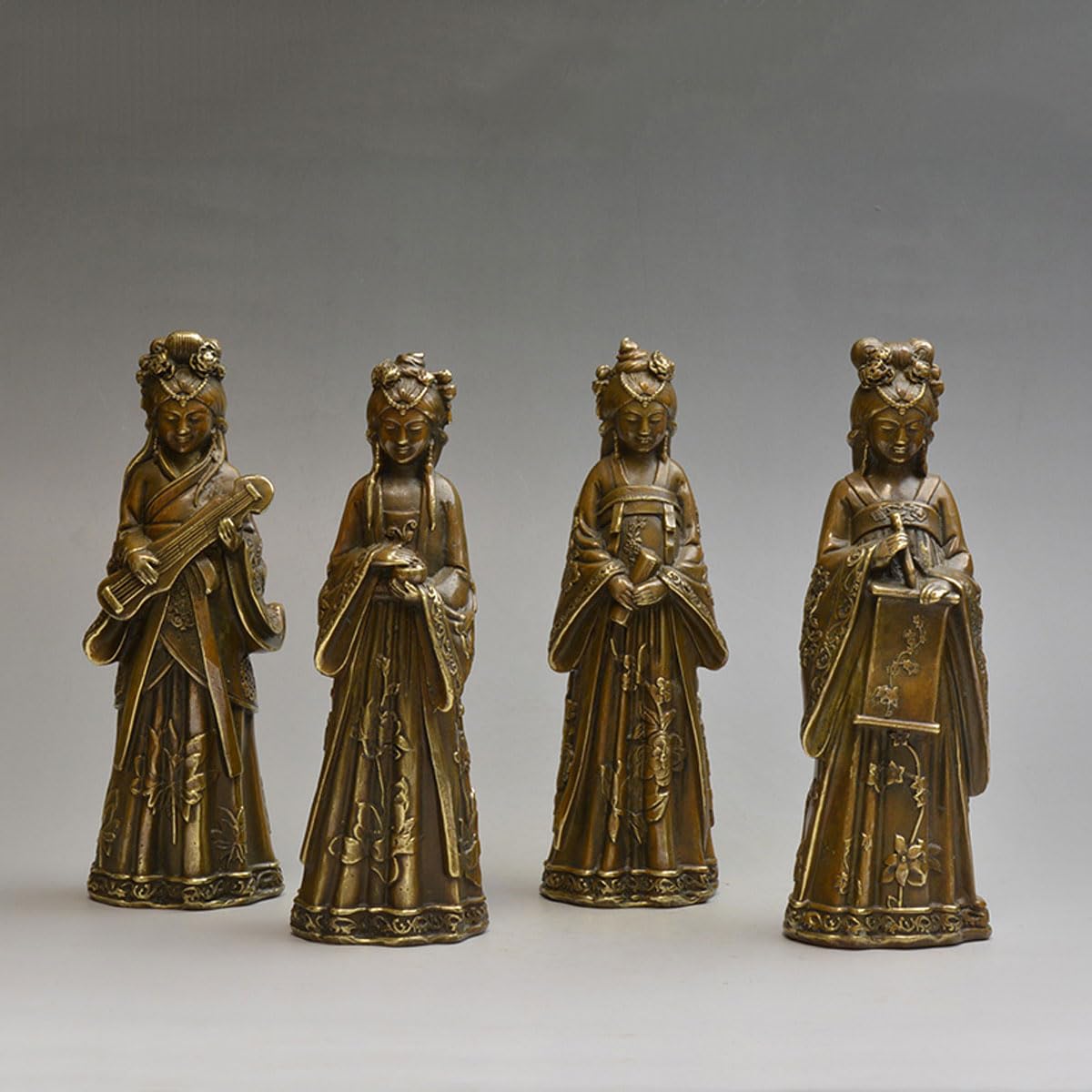 【美品】七福神　人形　銅製　置物　インテリア　工芸品　美術品　AA3431 寿老人 七福神 銅製 彫刻 仏像 箱付 置物 風水 開運 金運 骨董