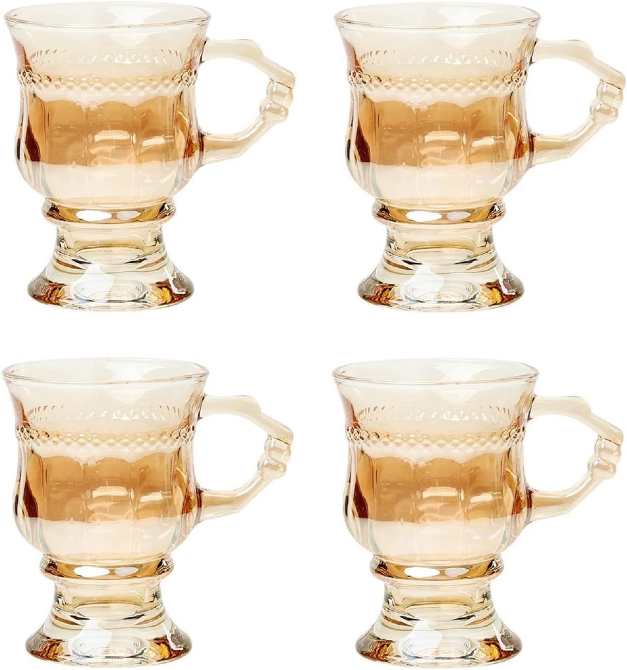 4pcs Vintage Goffrato Bicchiere da Vino, Leggero e Lussuoso Ambra Bevanda Fredda Tazza da caffè 140ml