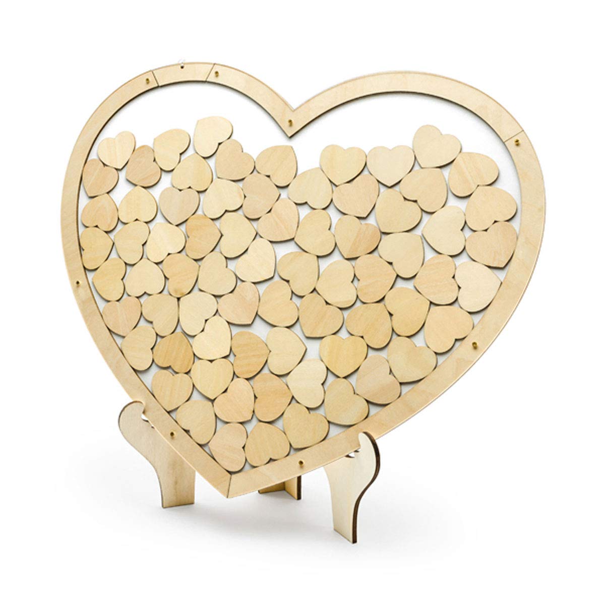 Una vita più bella. Libro degli ospiti con cuore in legno naturale, 44 x 38 cm
