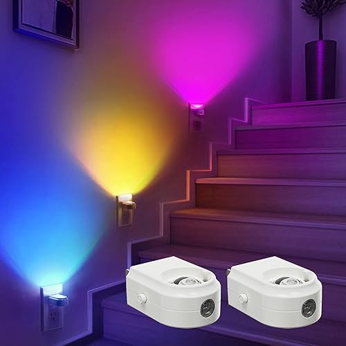 LOHAS - Lámpara de puesta de sol de noche 2 unidades, luz nocturna LED de puesta de sol con atardecer a amanecer, lámpara de luz solar arcoíris que