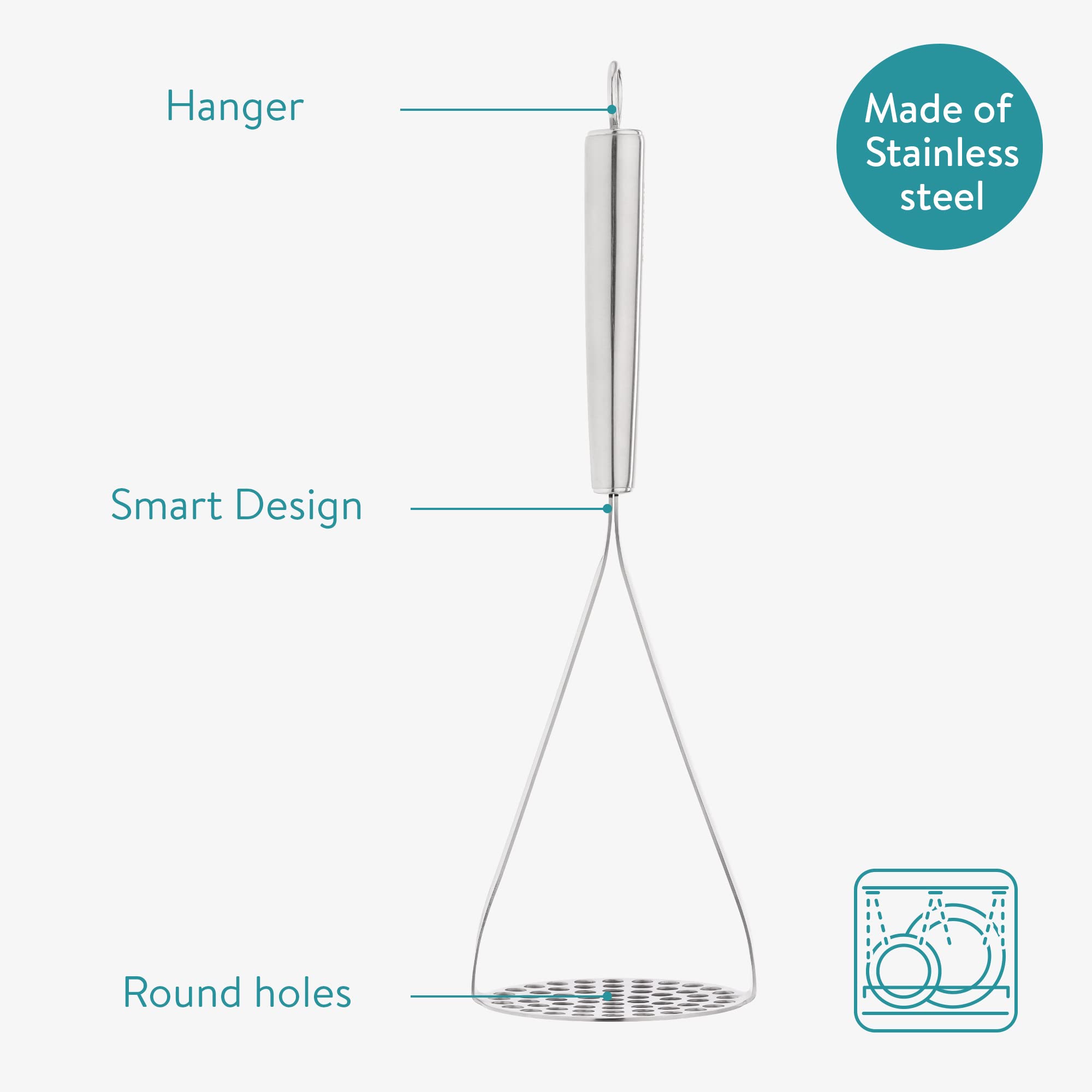 Presse-purée Manuel En Inox 30cm - Pour Pommes De Terre, Légumes, Pâtes, Facile à Nettoyer