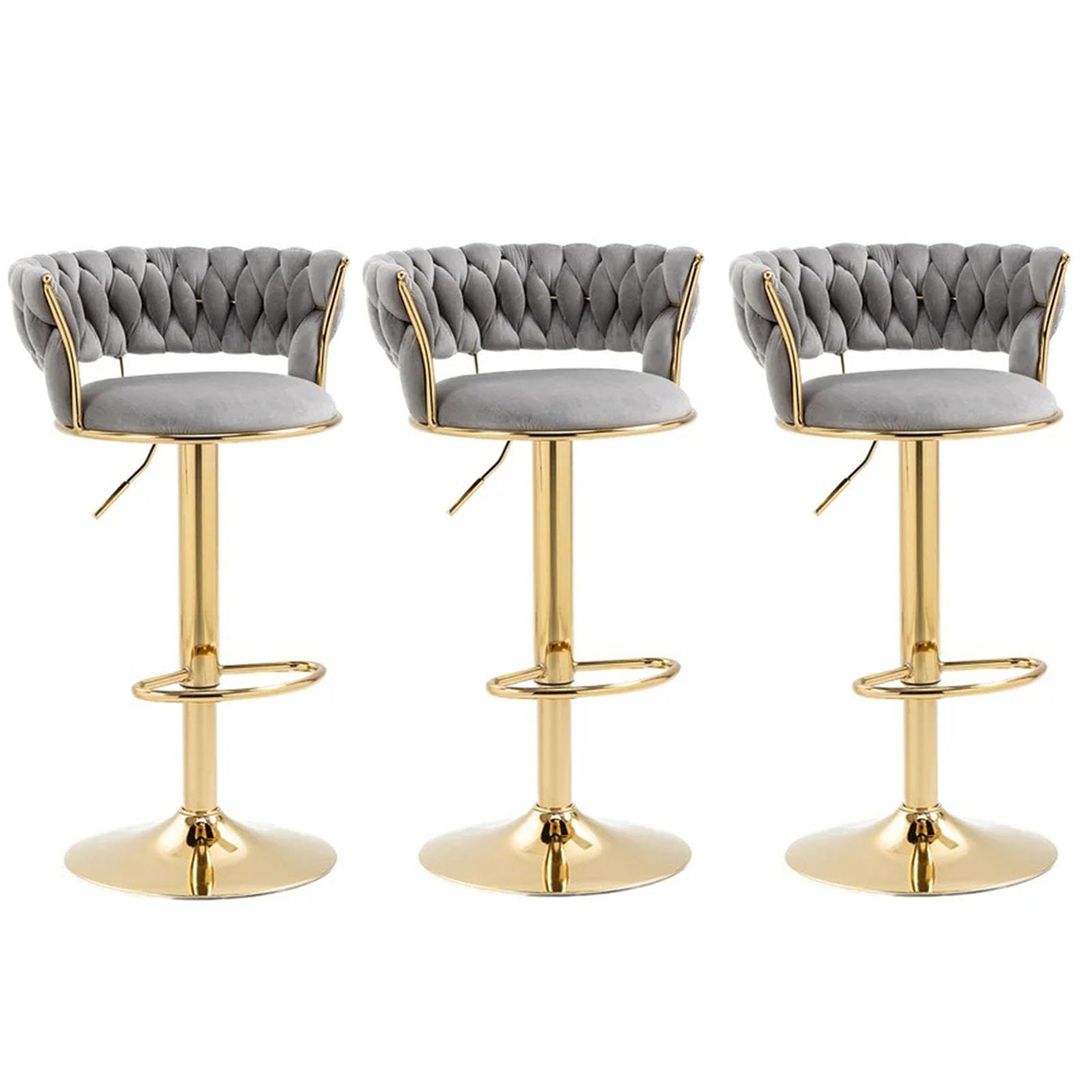 Lot de 3 tabourets de bar pivotants réglables de 76,2 cm, hauteur de comptoir avec dossier et repose-pieds, parfaits pour îlot de cuisine, assemblage facile, chaises de bar élégantes pour salle à