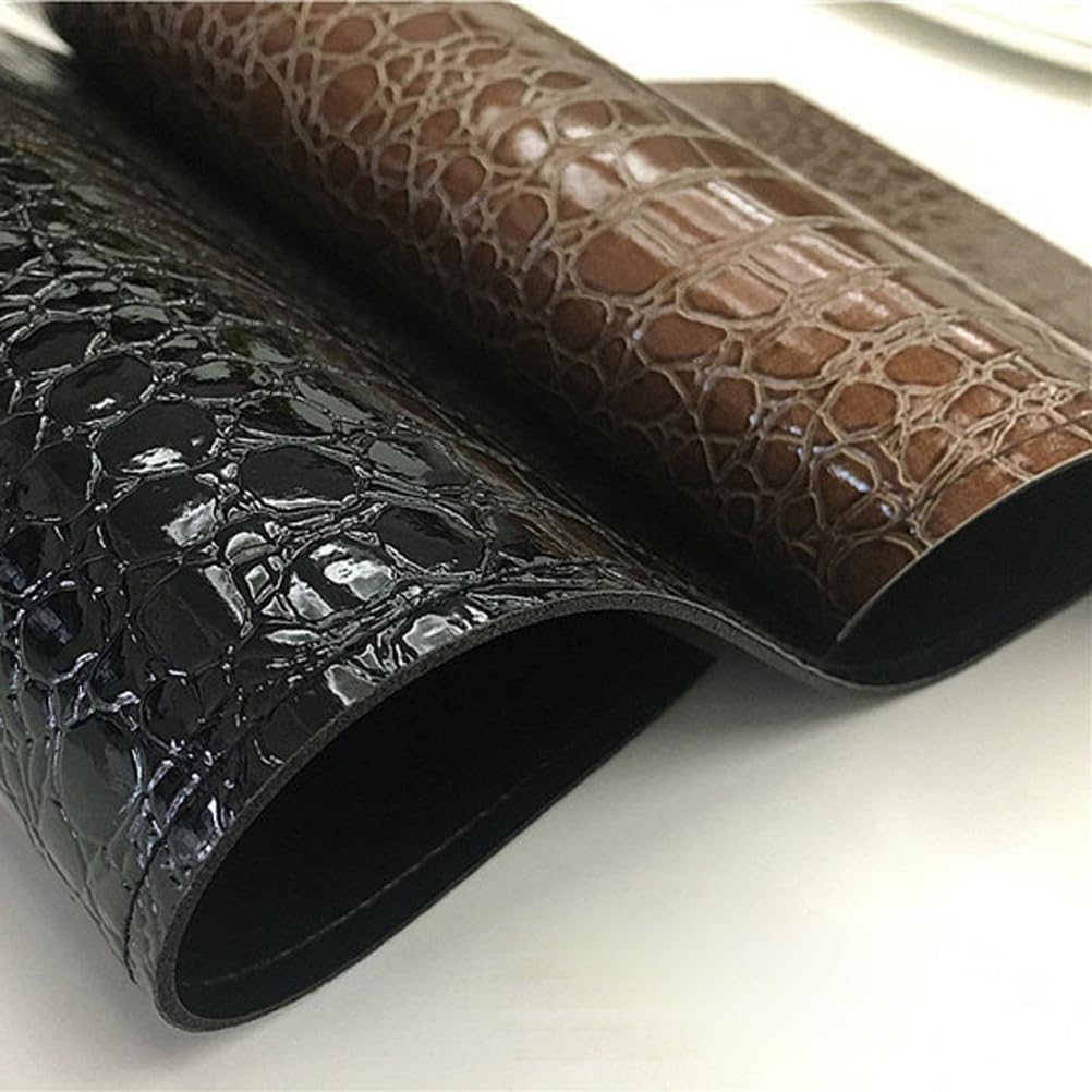 Kunstleder Tischsets in Kroko Optik Leder Platzsets Waschbare Premium Tischsetsabwischbar Pflegeleicht Leder Krokoprint,Schwarz,Set of 8