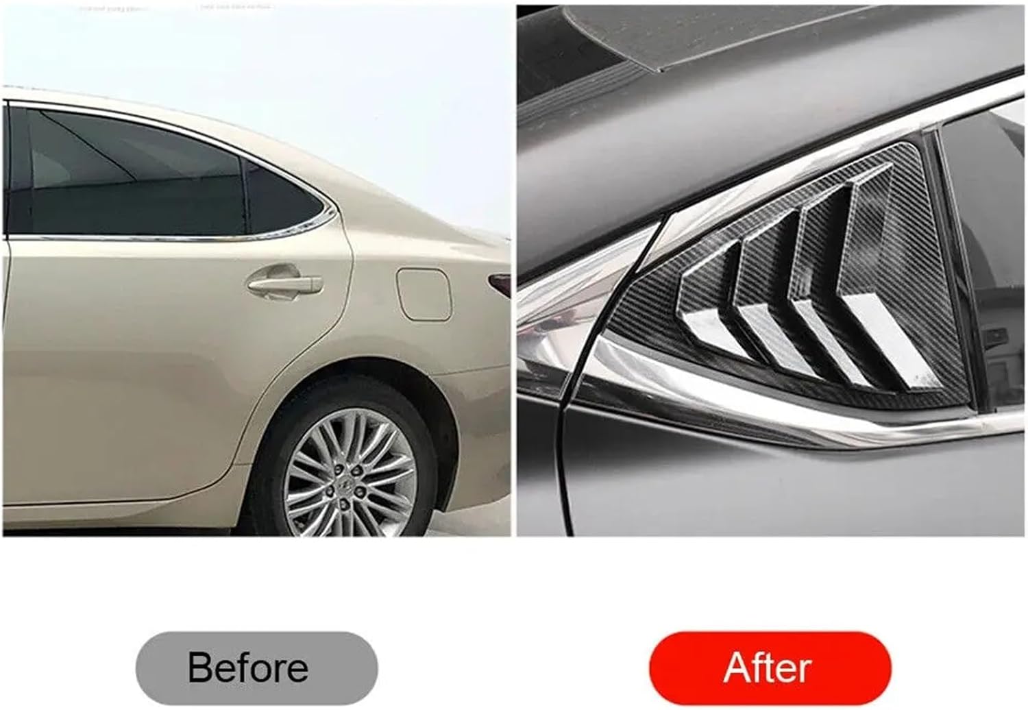 for Lexus ES250 ES350 ES300h 2019 2020 2021 2022 2023 Cars Rear Louver Window Side Shutter Cover Trim Sticker Vent Scoop ABS 2X(Glossy Black)
