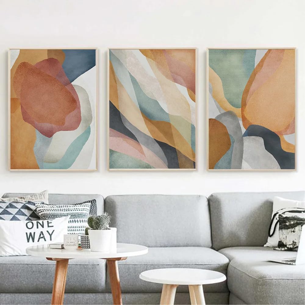 WUHBCZ Wall Posters-Colorful Abstract Color Block Wall Art Canvas Painting Posters and Prints Wall Picture Artwork for Living Office Room Decor-40 * 50cm/3PCS (No Frame)