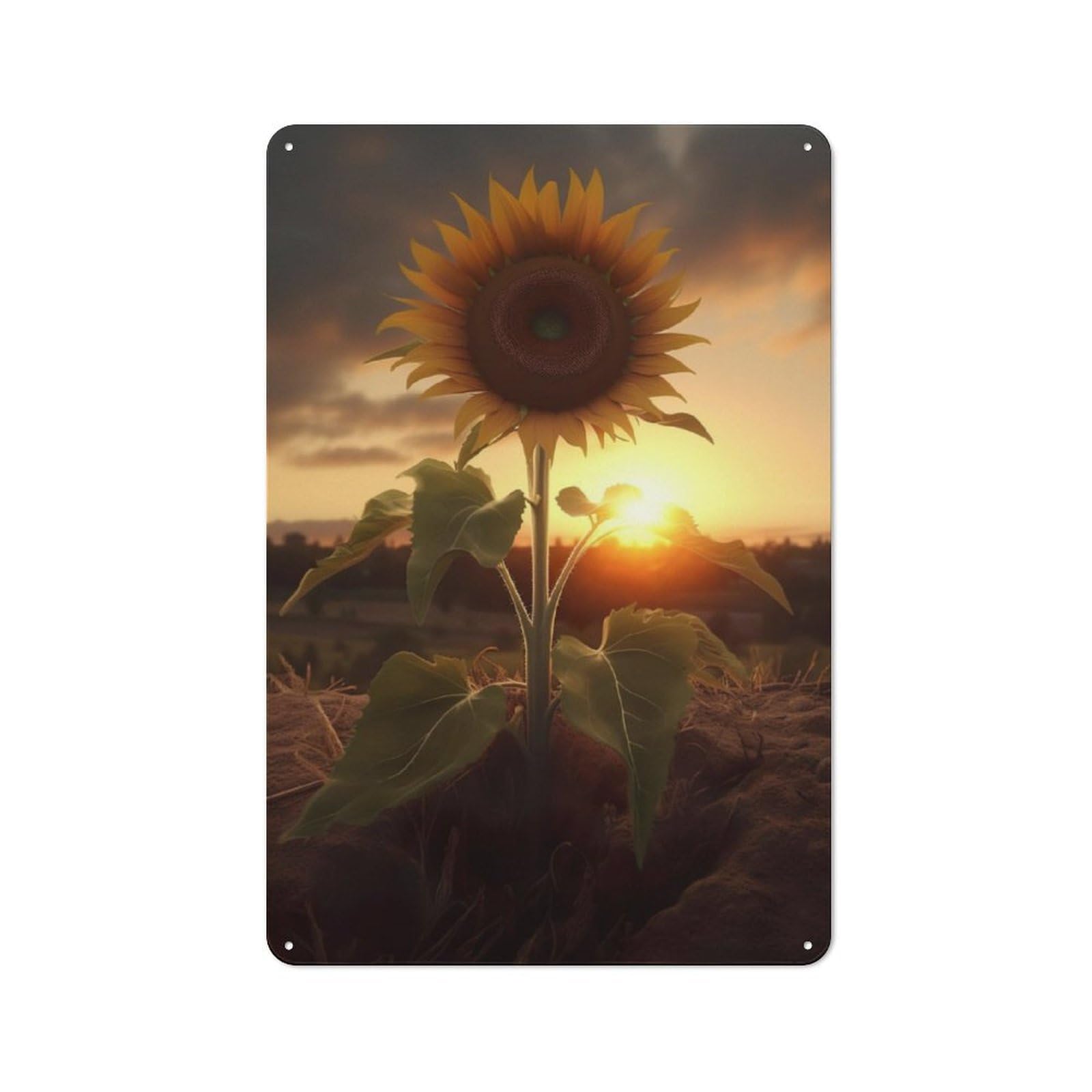 Junmoney Sunflower Sunset Clouds Rustic Tin Sign 30X20cm Featuring For Garage Wall, For Vintage Wall Decor Fans, For Home Office And Studio Walls
