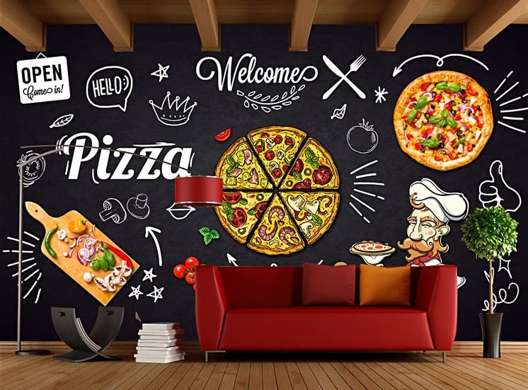 Custom Size Wall Murals,Pizza Wall Mural for Western Restaurants?Removable Peel and Stick Self-Adhesive Wall Murals Large Photo Wallpaper