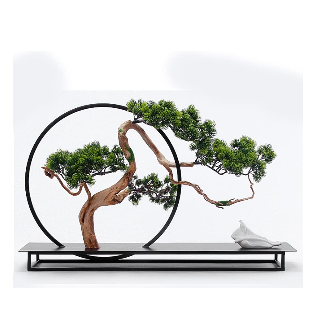 Plantas Artificiales, árboles Artificiales de Estilo Chino, pinos acogedores, Marcos de Metal, Figuras de cerámica, Decoraciones para Salas de Estar y oficinas, Pino bonsái.