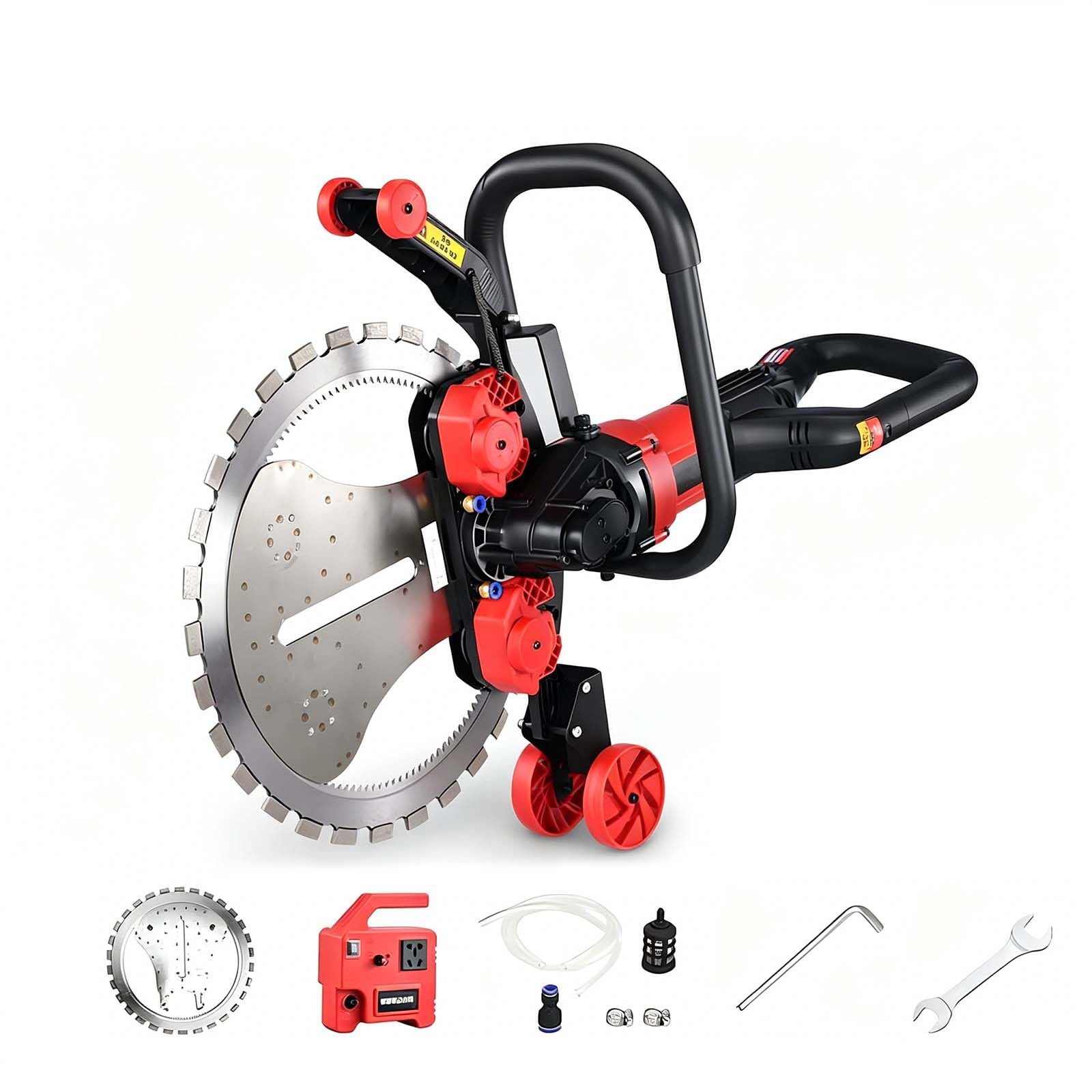 QFGain 9980W Automatic Wall Cutter, 30cm Depth Concrete Wall Saw with Dustless Water Link, Flush-Cut for Reinforced Concrete/Brick/Foam Wall, 410mm Blade OneSawBlade