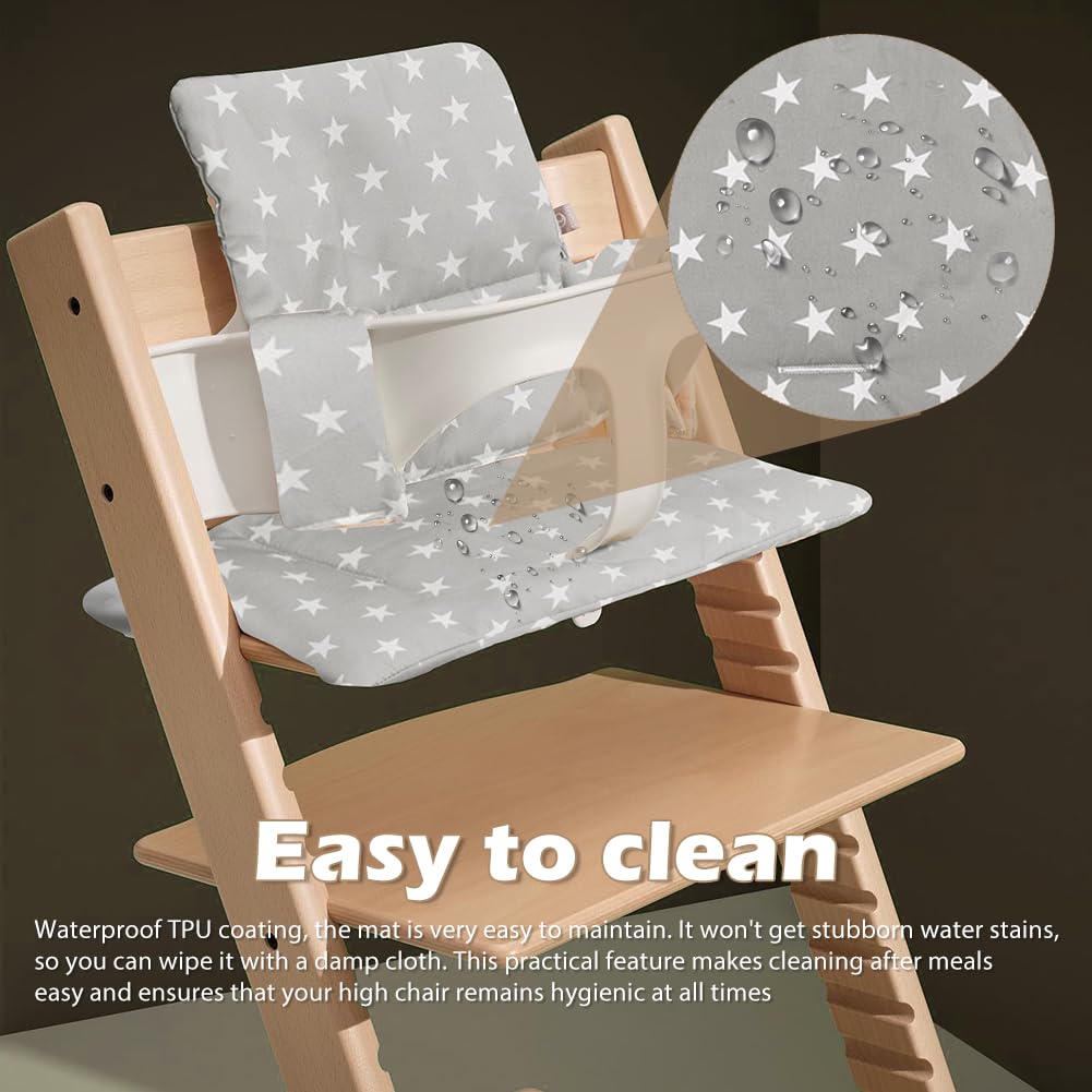 RANJIMA Cojín para trona Tripp Trapp Stokke, Juego de Cojines Asiento y Respaldo 2 Piezas, Acolchado Suave Antideslizante Baby Set Accesorio Silla Infantil Comodo y Transpirable, Funda de Repuesto