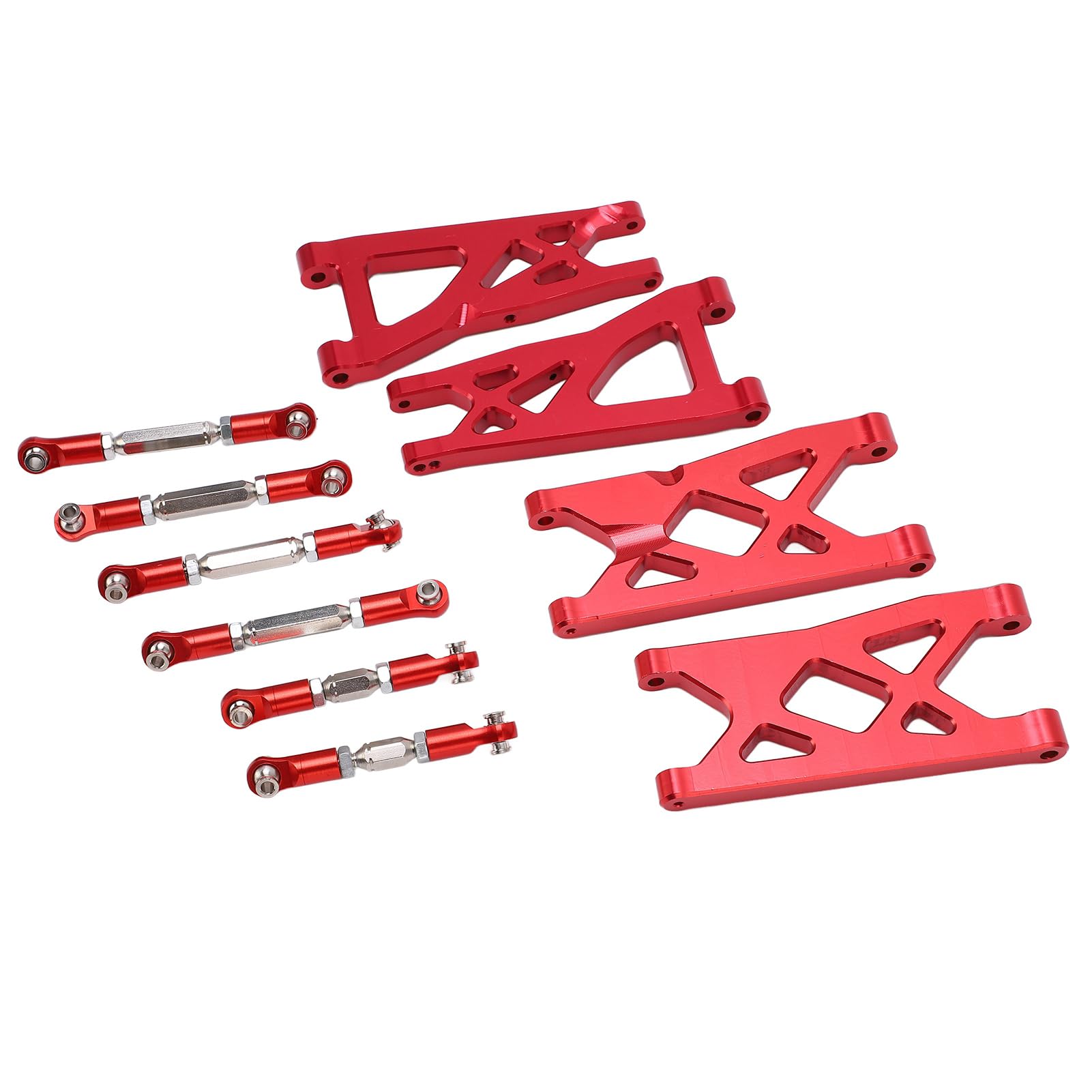 Qqmora Ulepszony Zestaw Wahaczy i Drążków Kierowniczych ze Stopu Aluminium RC, Odpowiedni do Samochodów VORTEKS i Typhon RC w Skali 1/10 (Czerwony)