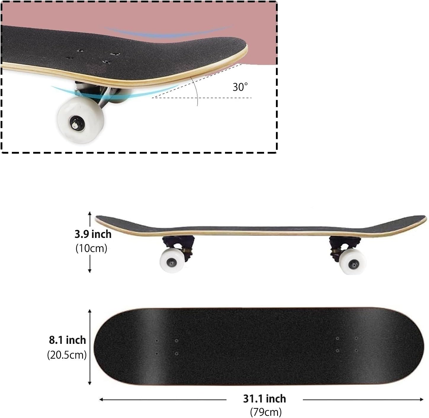 スケートボード 31インチ コンプリートセット 裏も表もおしゃれなデザイ 大人用 子供用 子供 男女兼用 イベンド 仮装 誕生日 プ