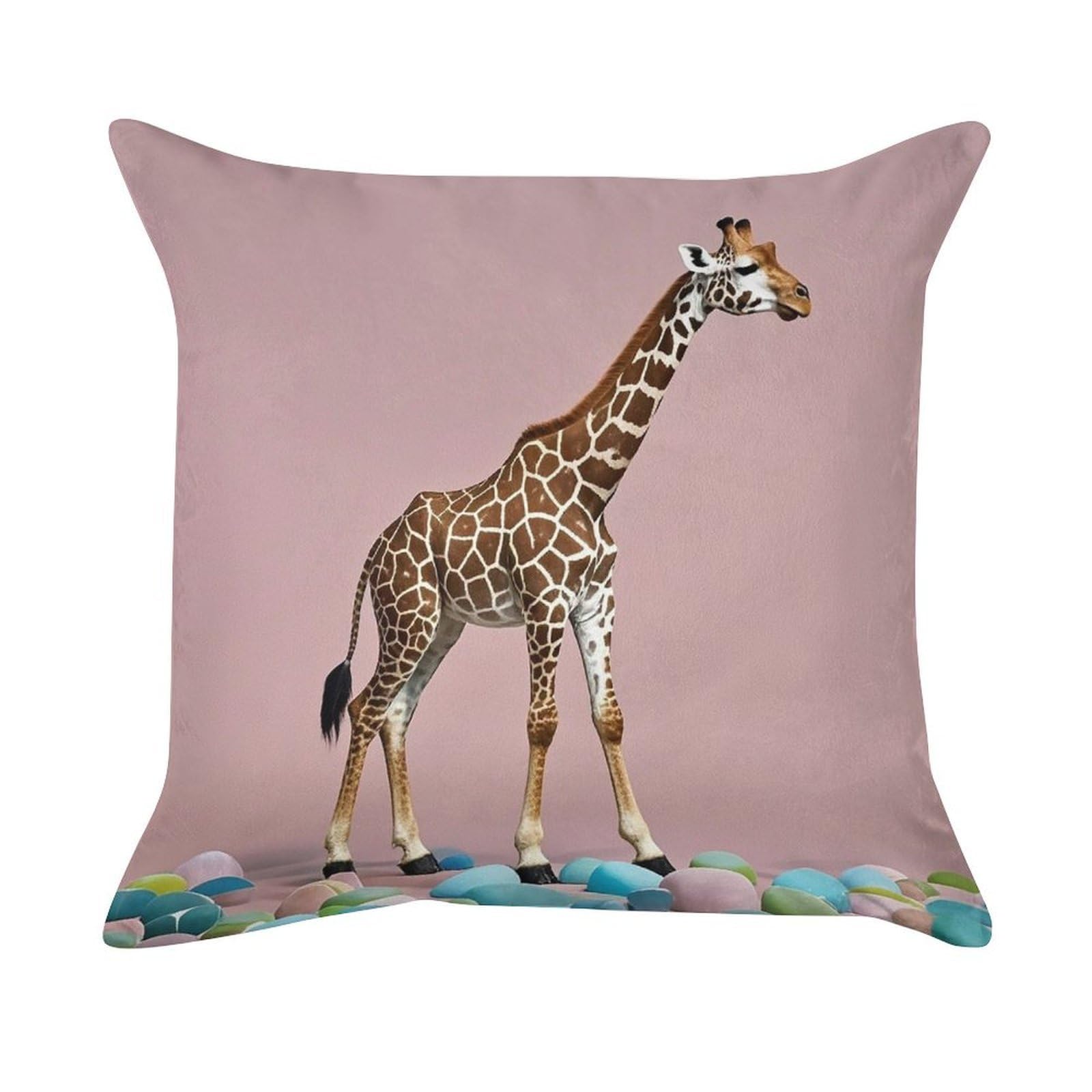 FekiLoot Cherry Giraffe Pillow Covers Luxury Velvet Square Pillowcases Throw Pillows Case with Invisible Zipper Decorative Velvet Cushion Covers Ultra Soft Lumbar Pillow Shells